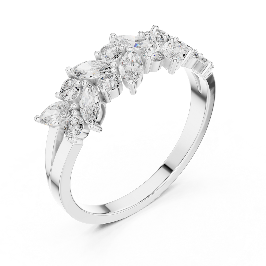 Marquise And Round Cut Brilliant Moissanite VVS1 Eternity Band