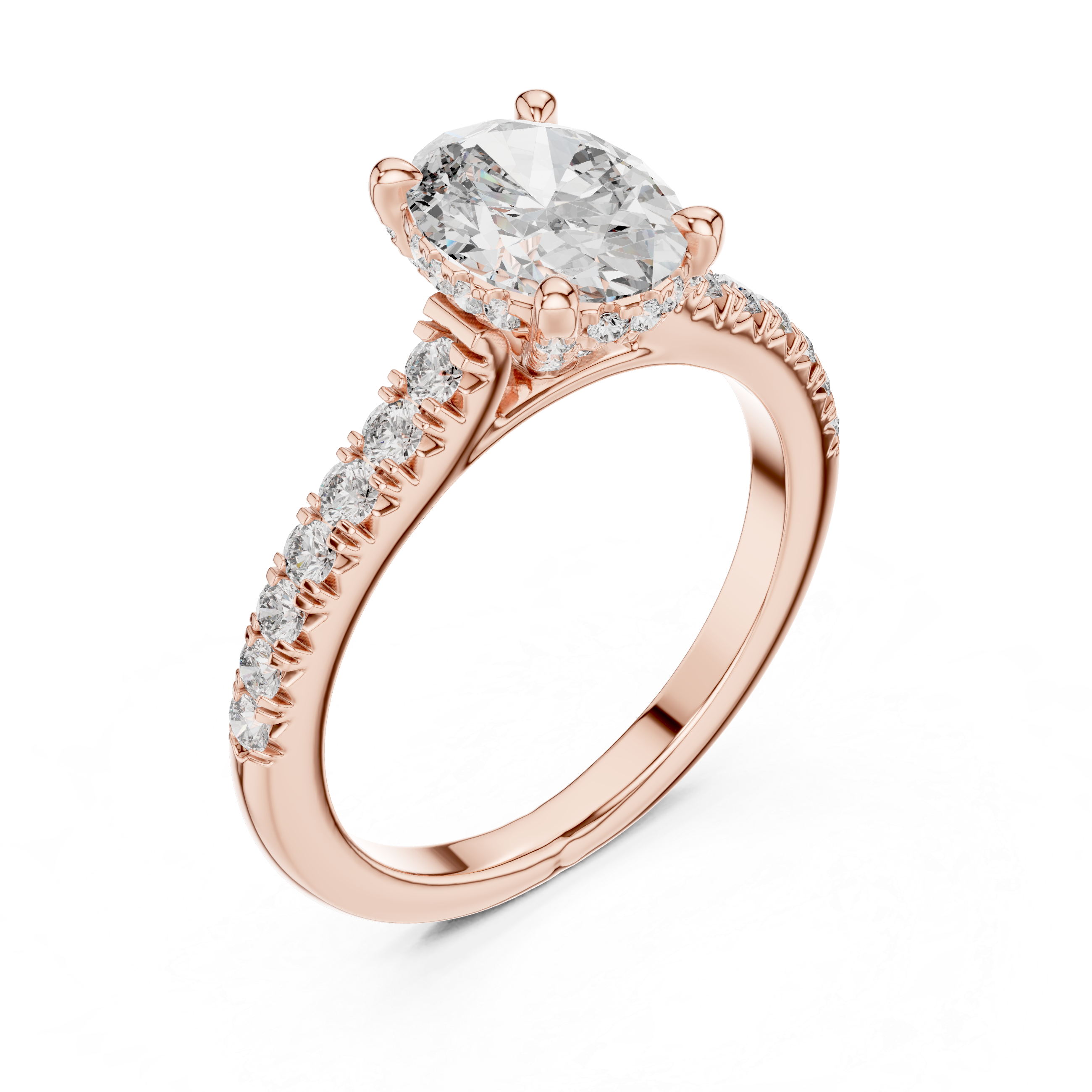 Oval And Round Cut Brilliant Moissanite VVS1 Eternity Engagement Ring