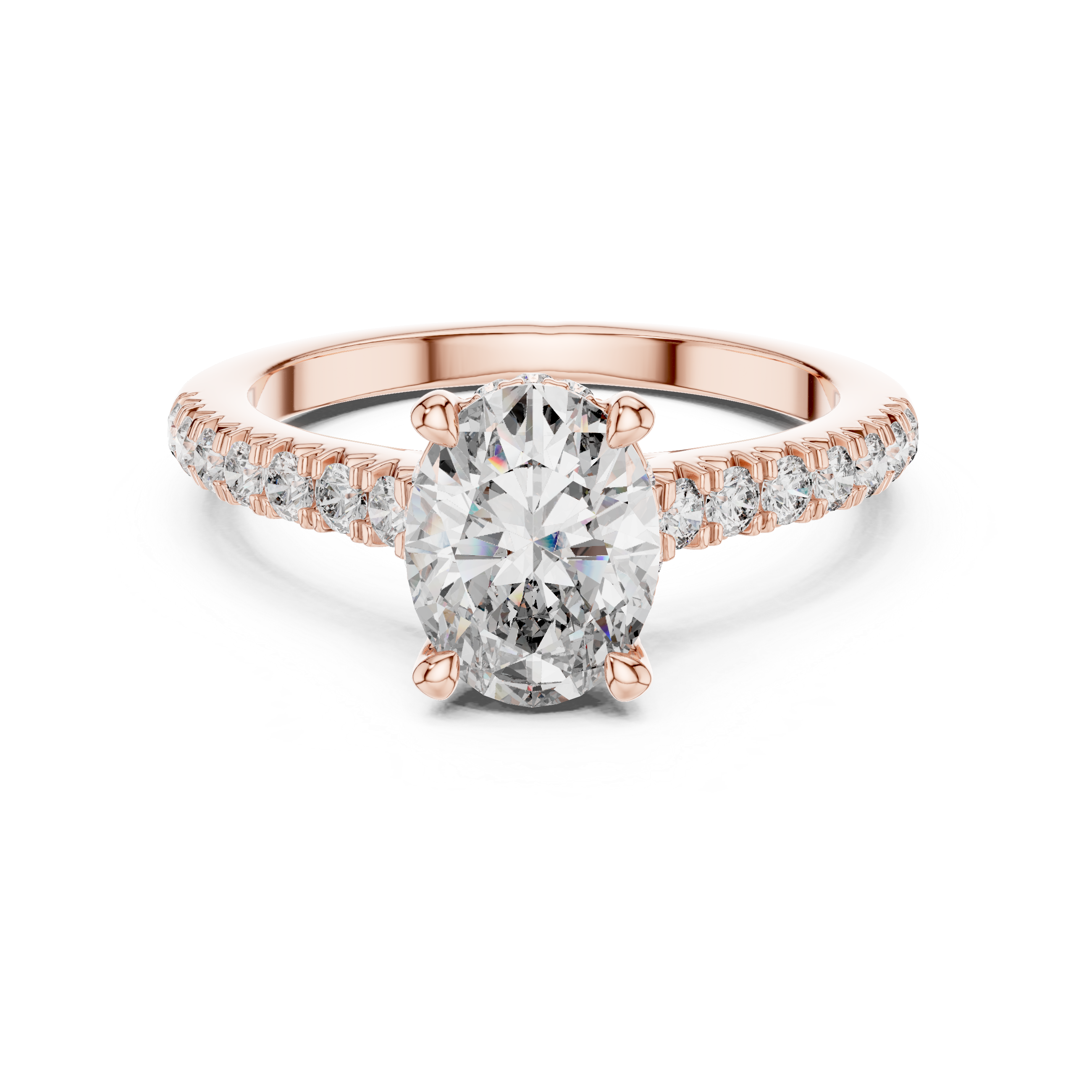 Oval And Round Cut Brilliant Moissanite VVS1 Eternity Engagement Ring