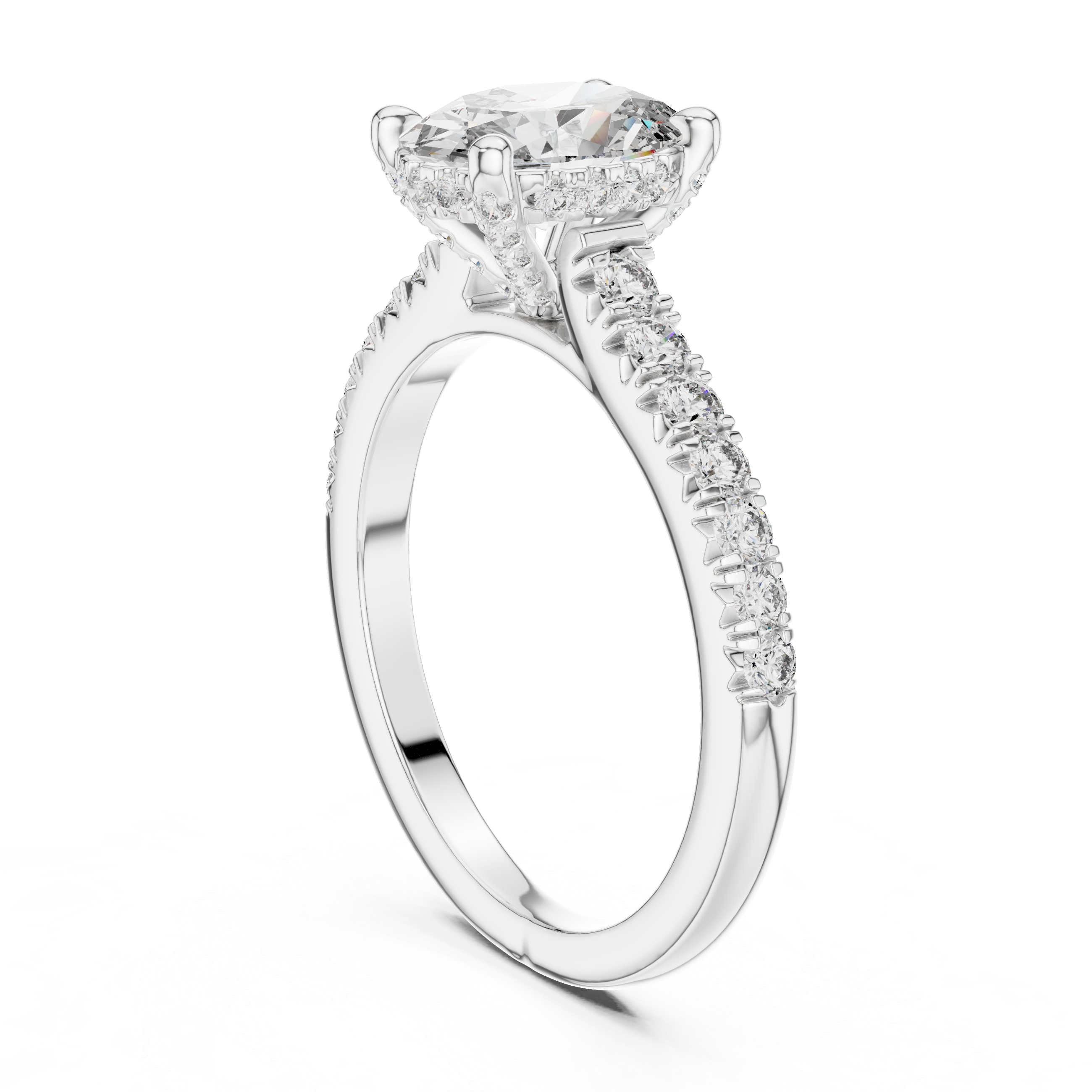 Oval And Round Cut Brilliant Moissanite VVS1 Eternity Engagement Ring