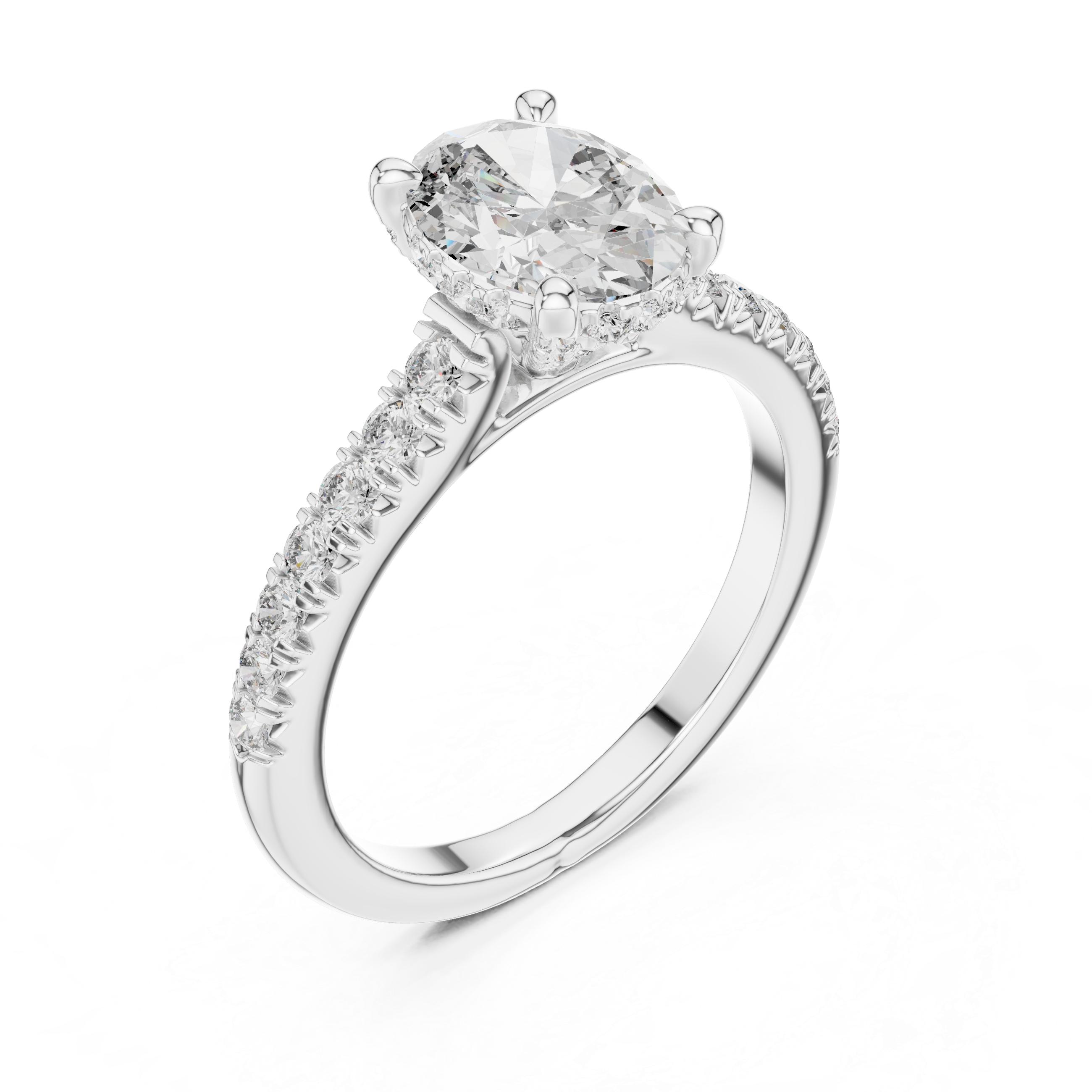 Oval And Round Cut Brilliant Moissanite VVS1 Eternity Engagement Ring