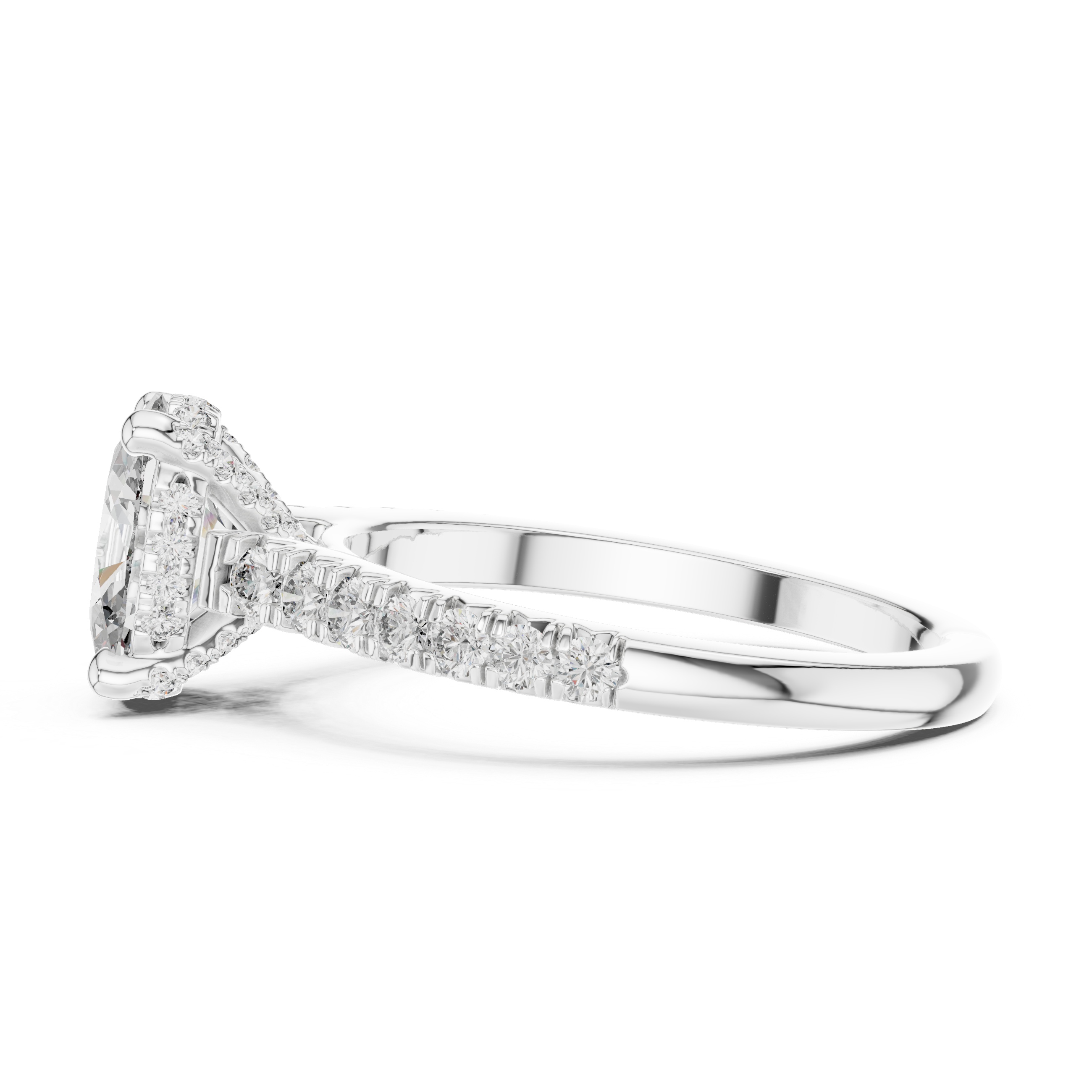 Oval And Round Cut Brilliant Moissanite VVS1 Eternity Engagement Ring