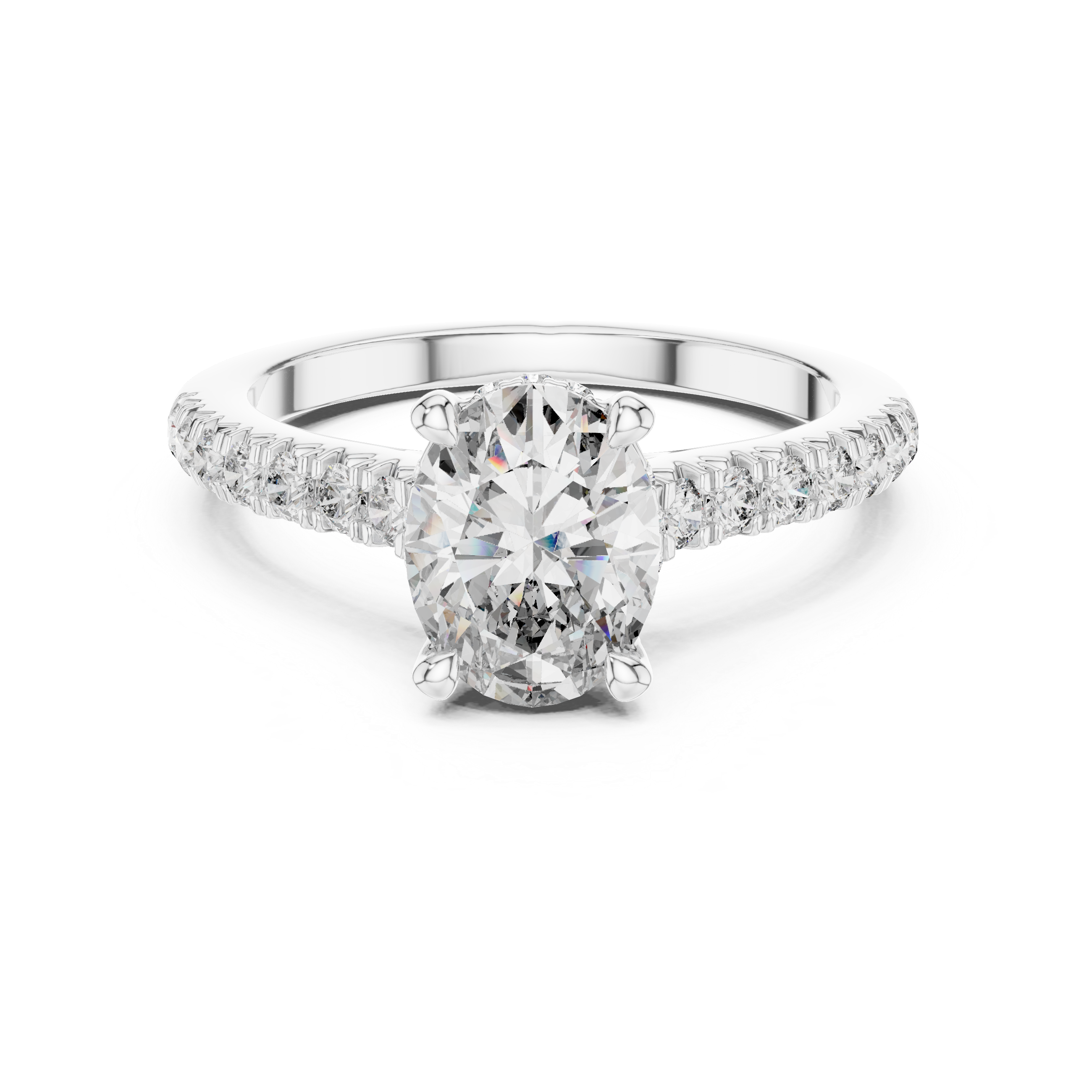 Oval And Round Cut Brilliant Moissanite VVS1 Eternity Engagement Ring