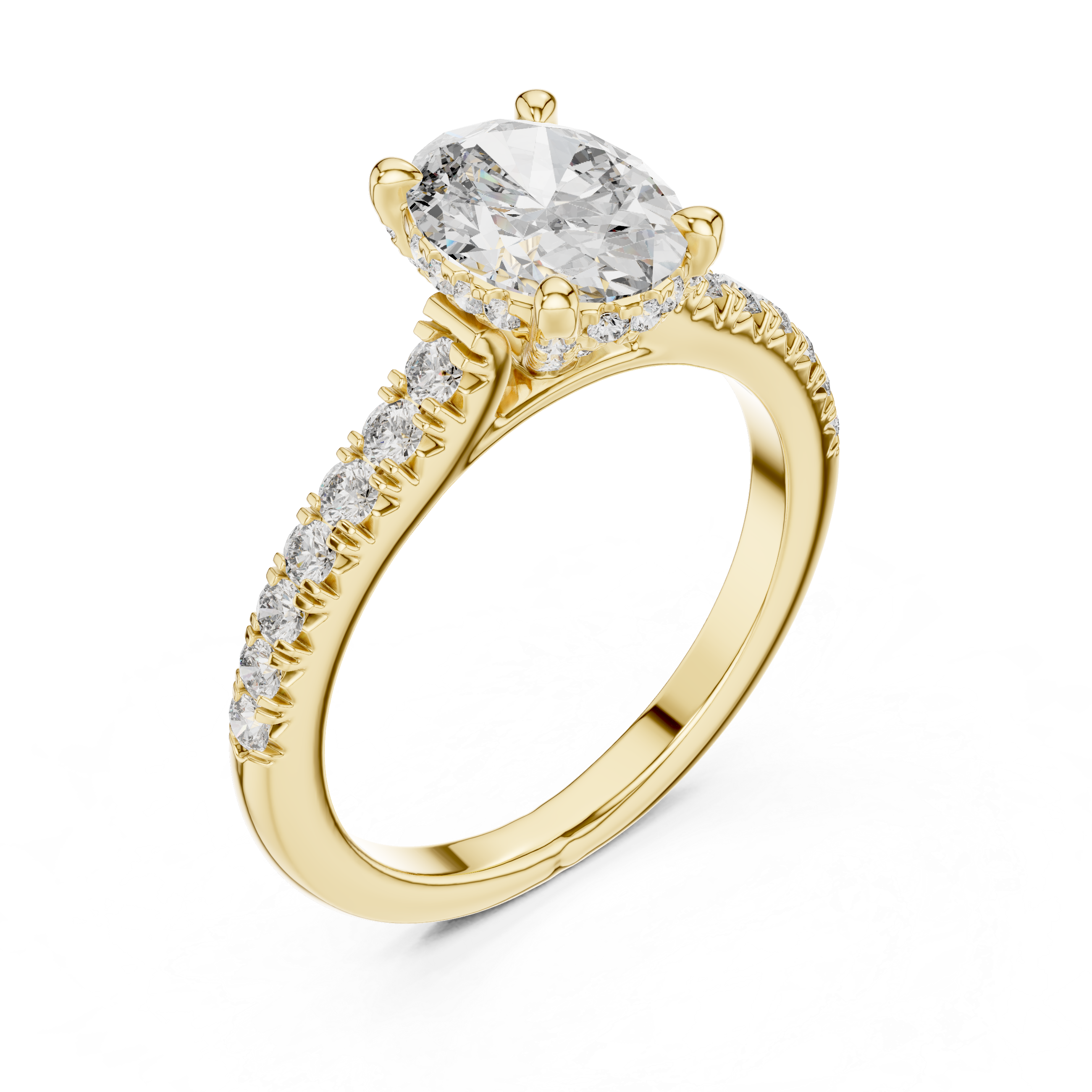 Oval And Round Cut Brilliant Moissanite VVS1 Eternity Engagement Ring