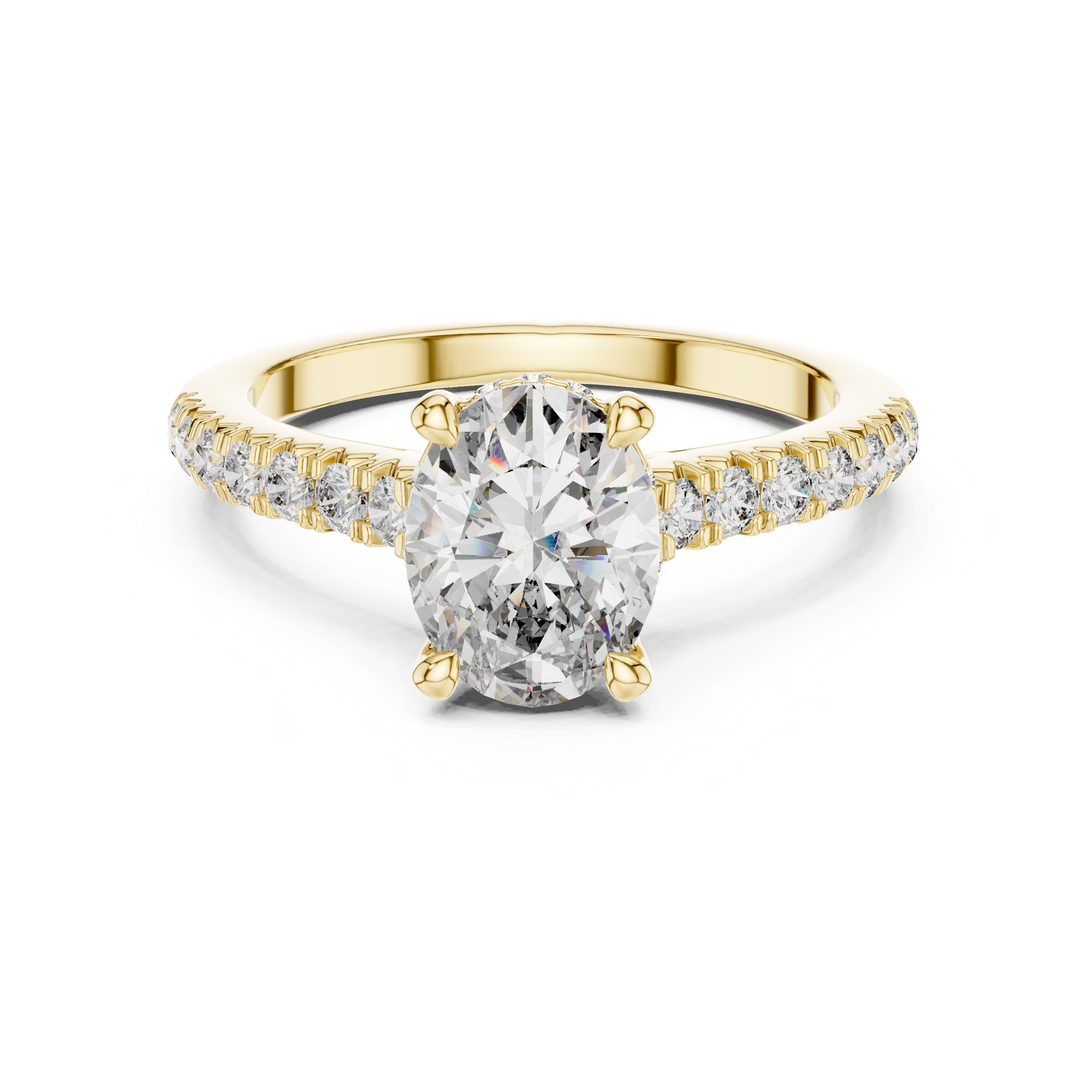 Oval And Round Cut Brilliant Moissanite VVS1 Eternity Engagement Ring