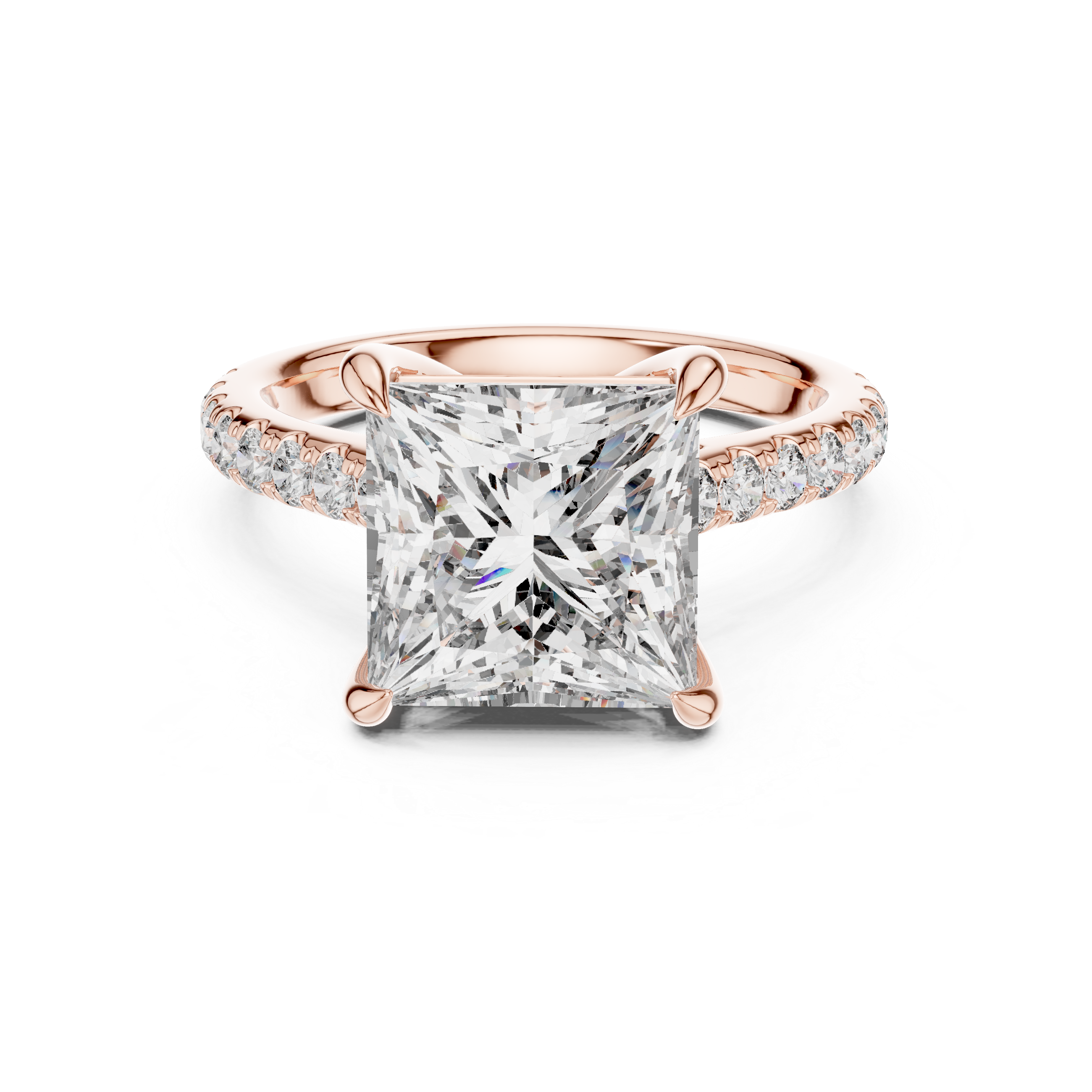 Princess And Round Brilliant Moissanite VVS1 Eternity Engagement Ring