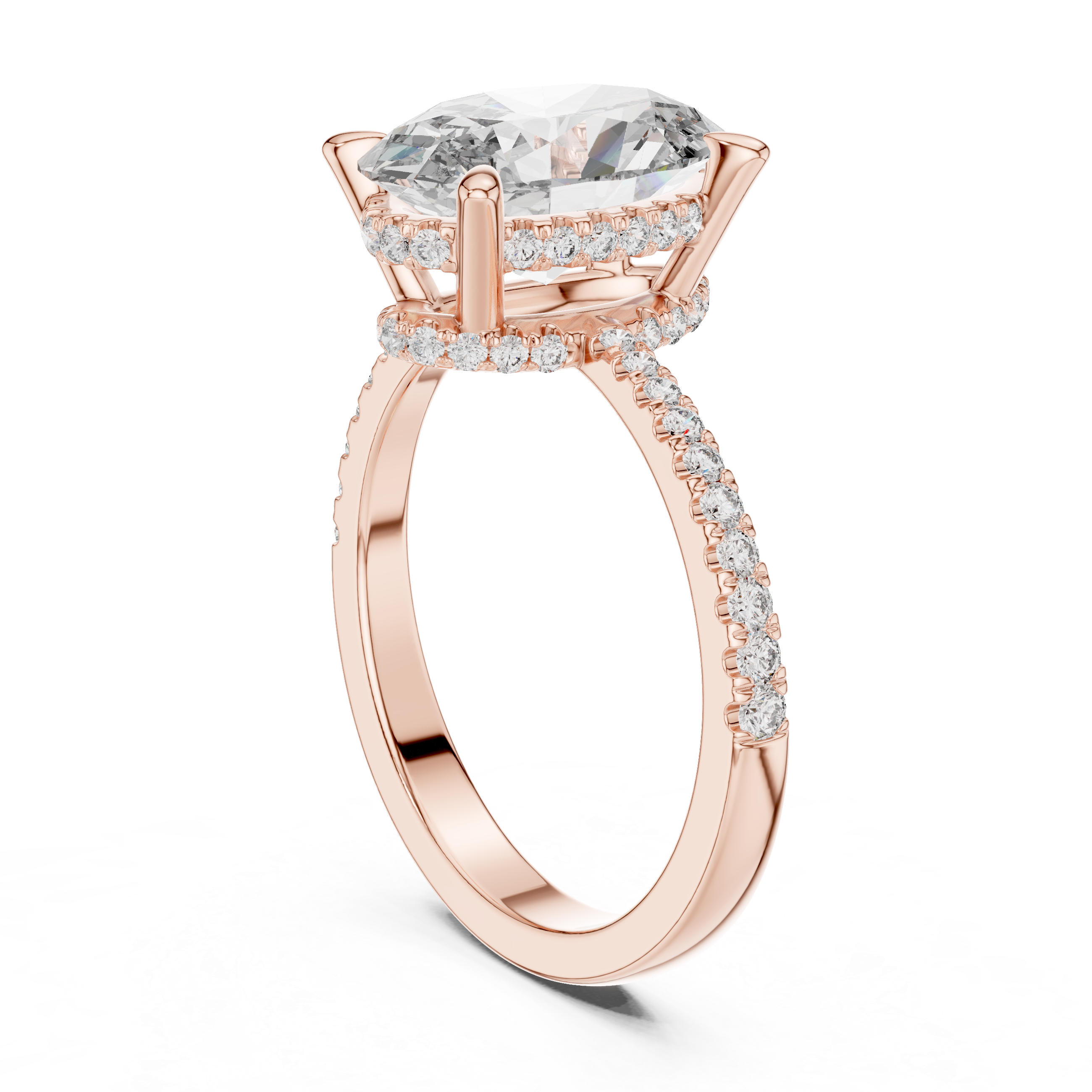 Oval And Round Cut Brilliant Moissanite VVS1 Eternity Engagement Ring