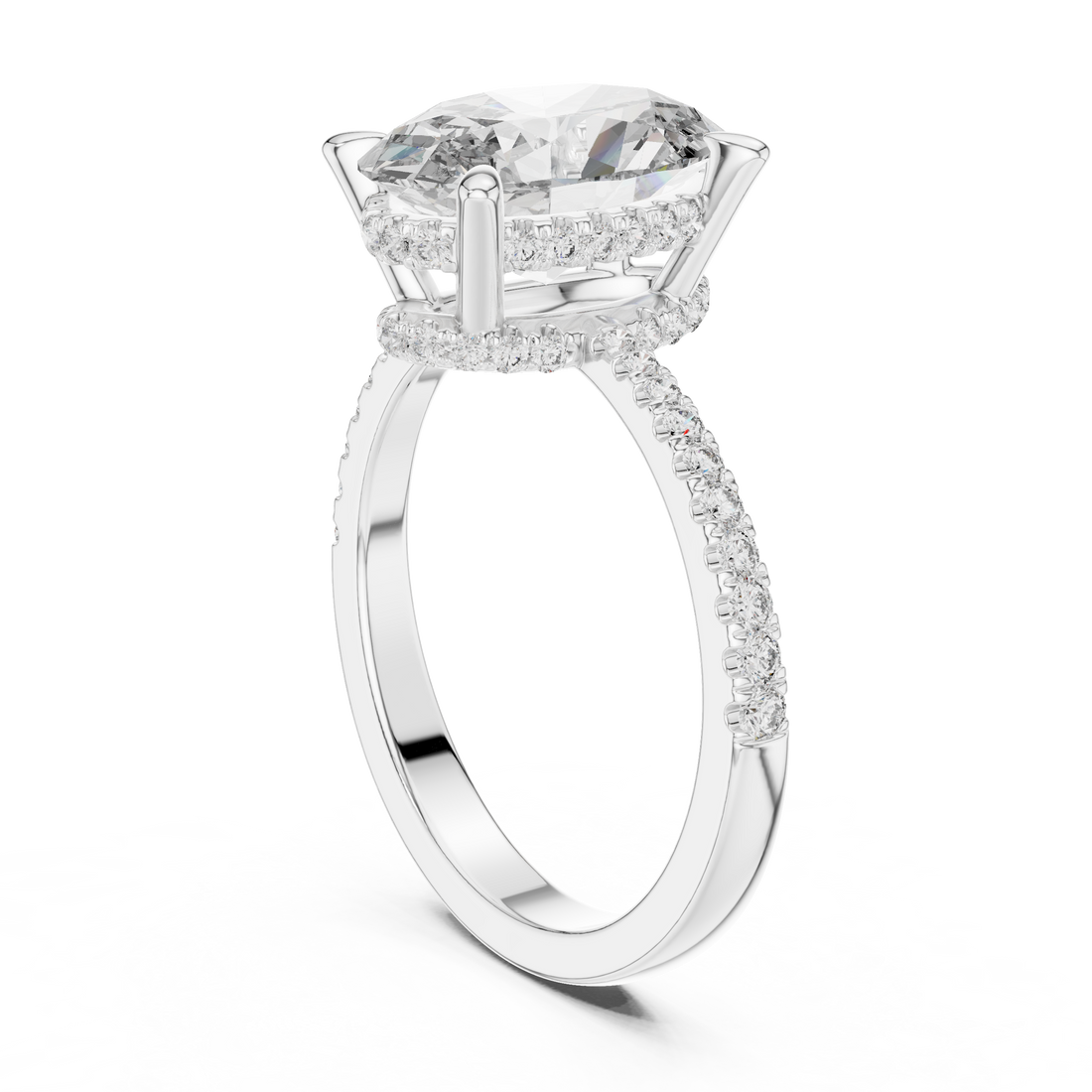 Oval And Round Cut Brilliant Moissanite VVS1 Eternity Engagement Ring