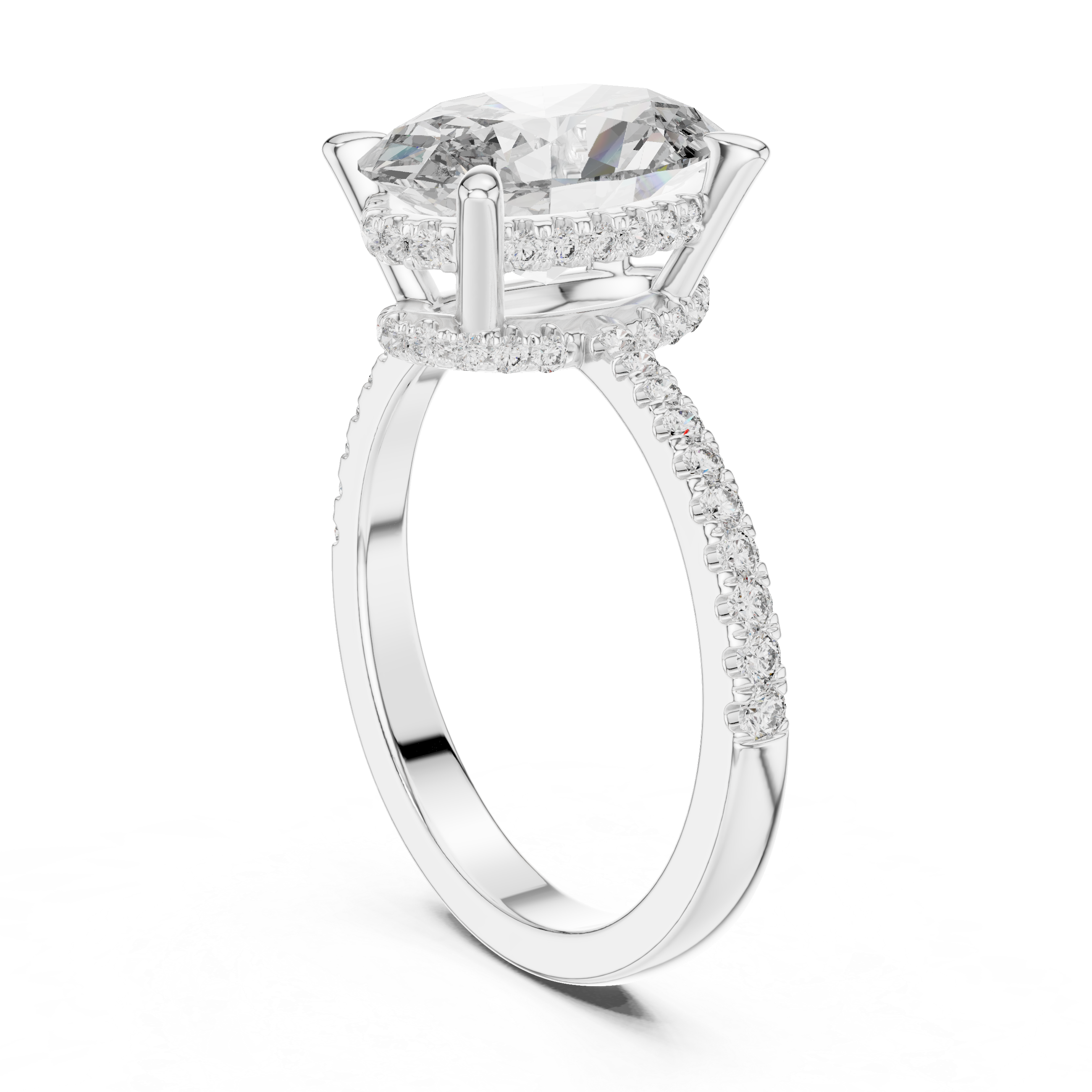 Oval And Round Cut Brilliant Moissanite VVS1 Eternity Engagement Ring
