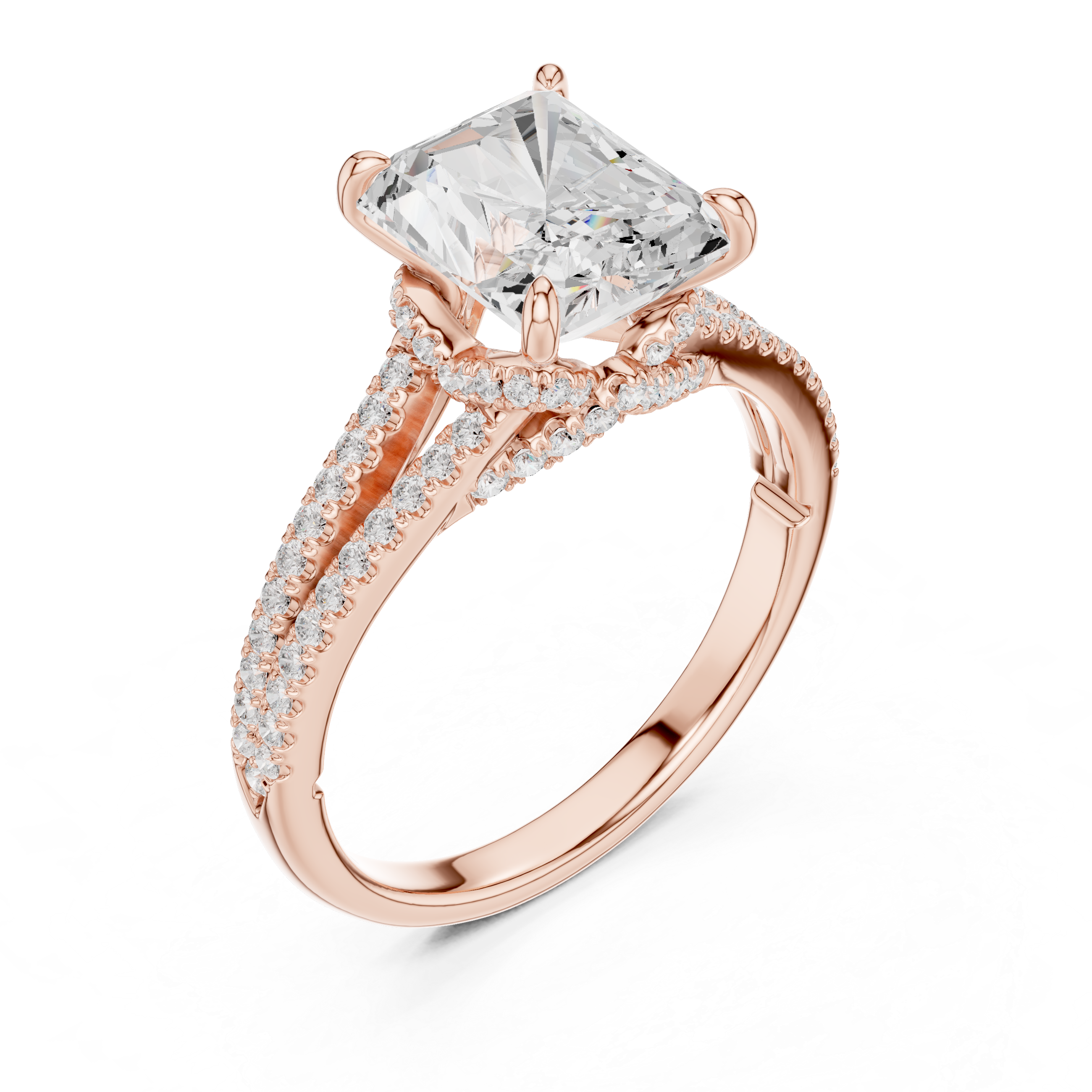 Princess And Round Brilliant Moissanite VVS1 Eternity Engagement Ring