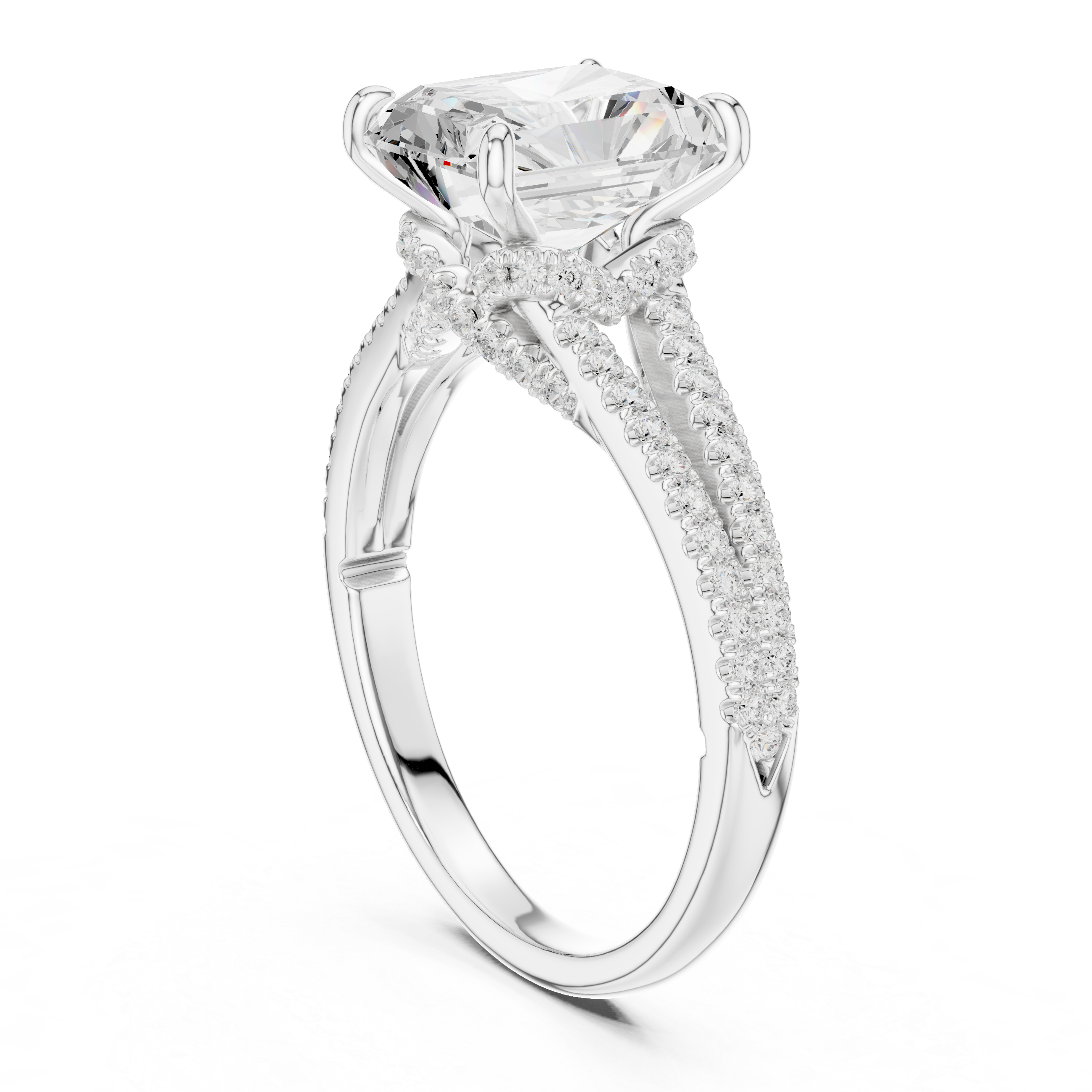 Princess And Round Brilliant Moissanite VVS1 Eternity Engagement Ring