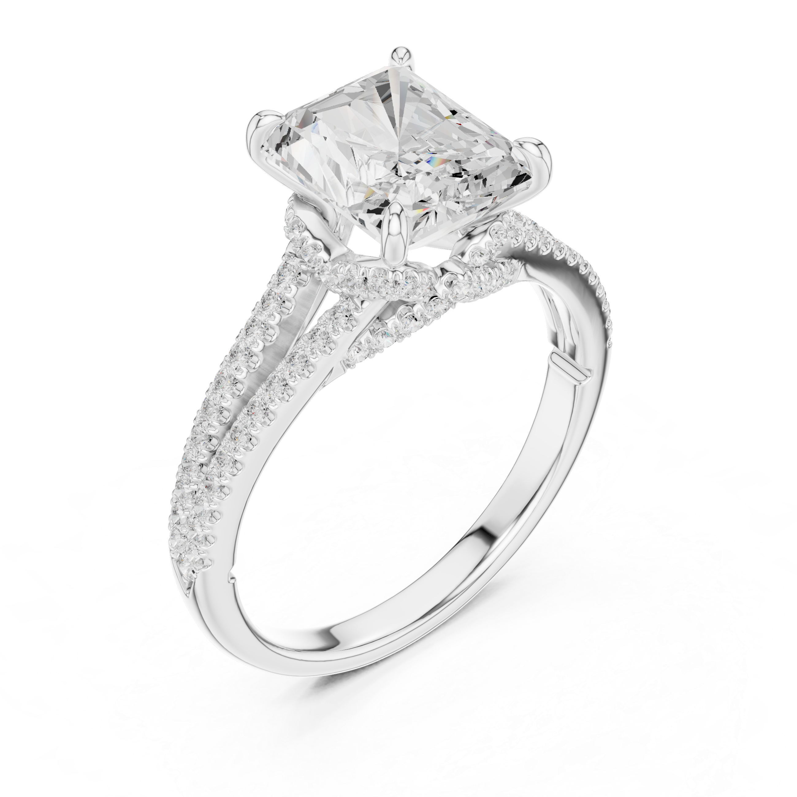 Princess And Round Brilliant Moissanite VVS1 Eternity Engagement Ring