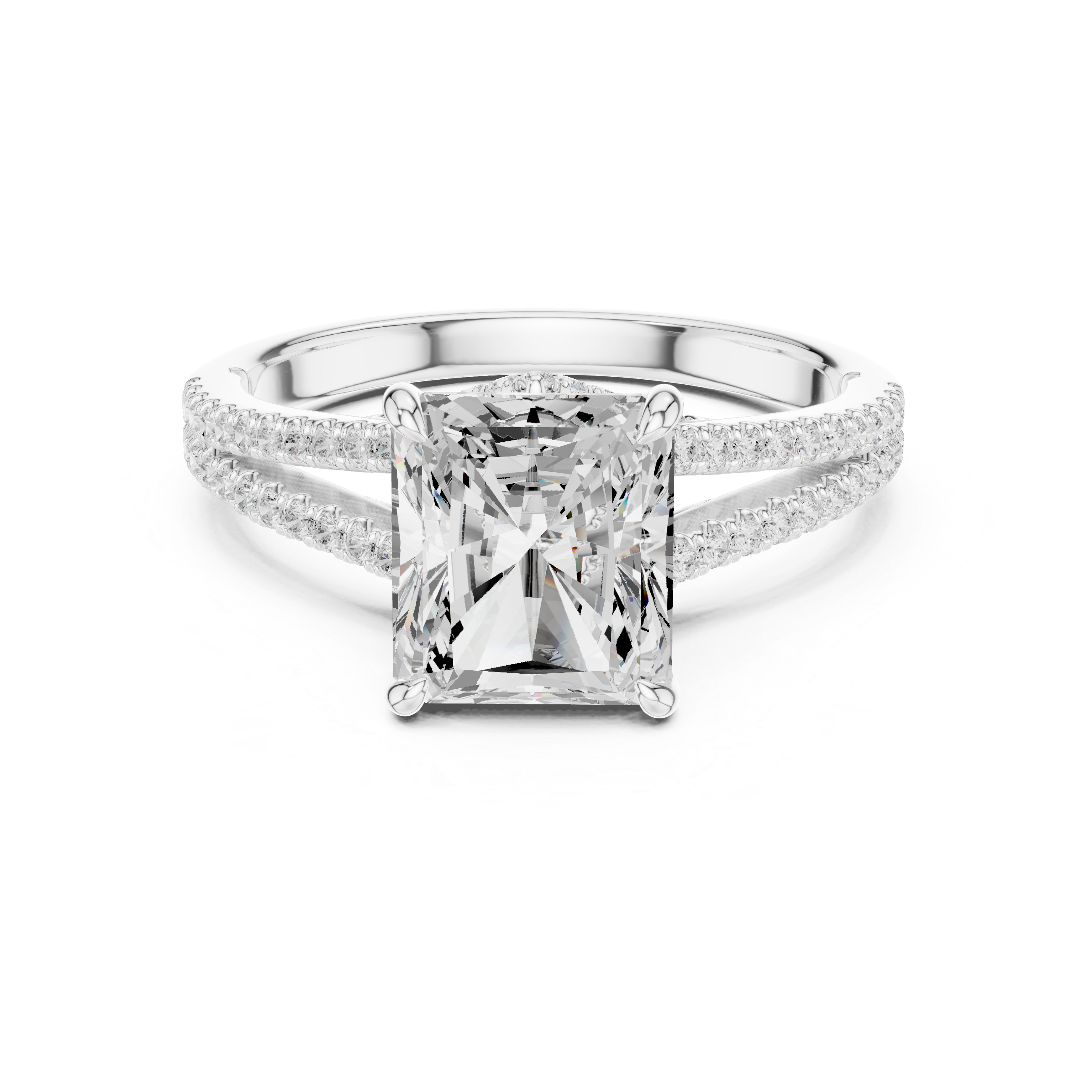 Princess And Round Brilliant Moissanite VVS1 Eternity Engagement Ring