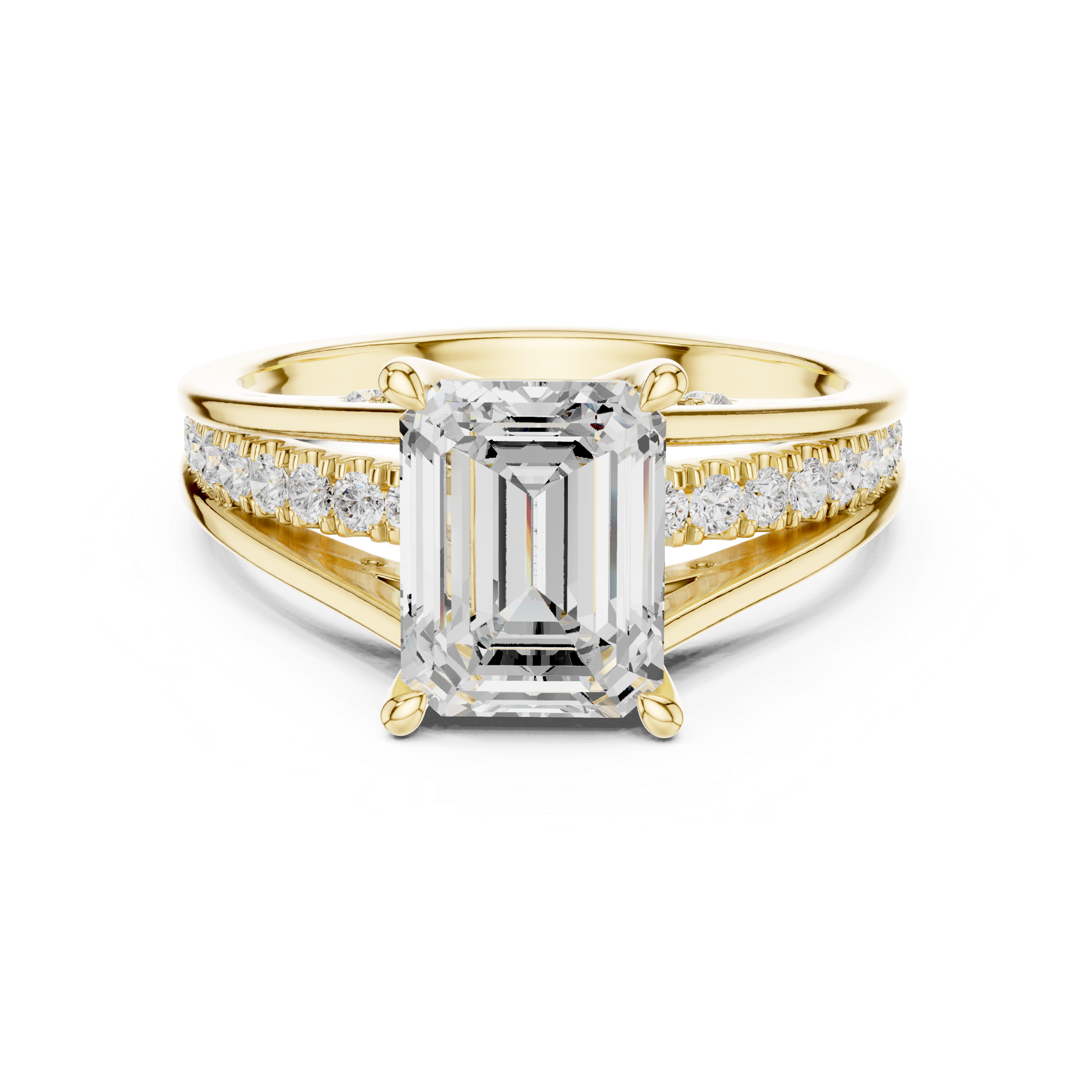 Emerald And Round Brilliant Moissanite VVS1 Eternity Engagement Ring