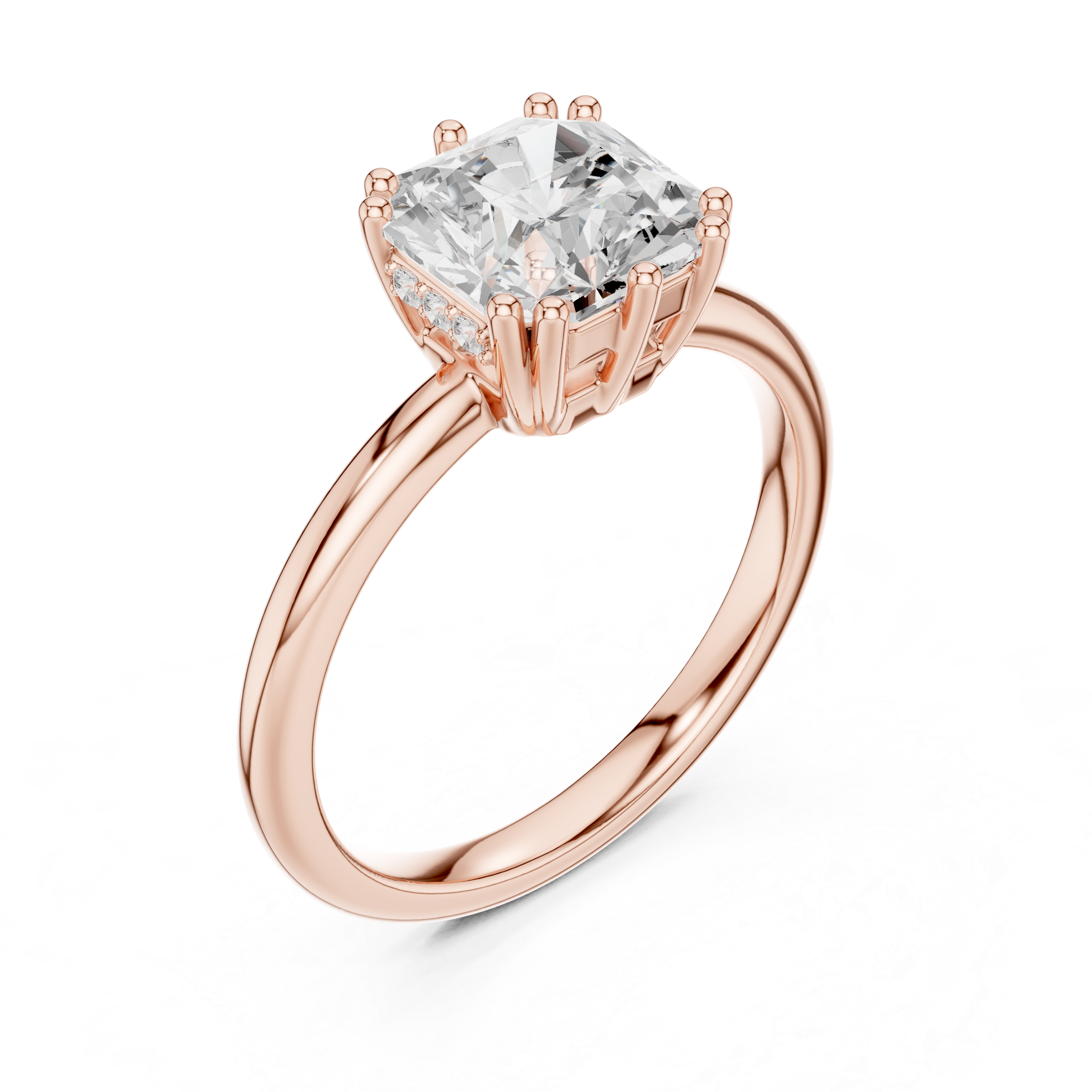 Asscher And Round Cut Brilliant Moissanite VVS1 Eternity Engagement Ring