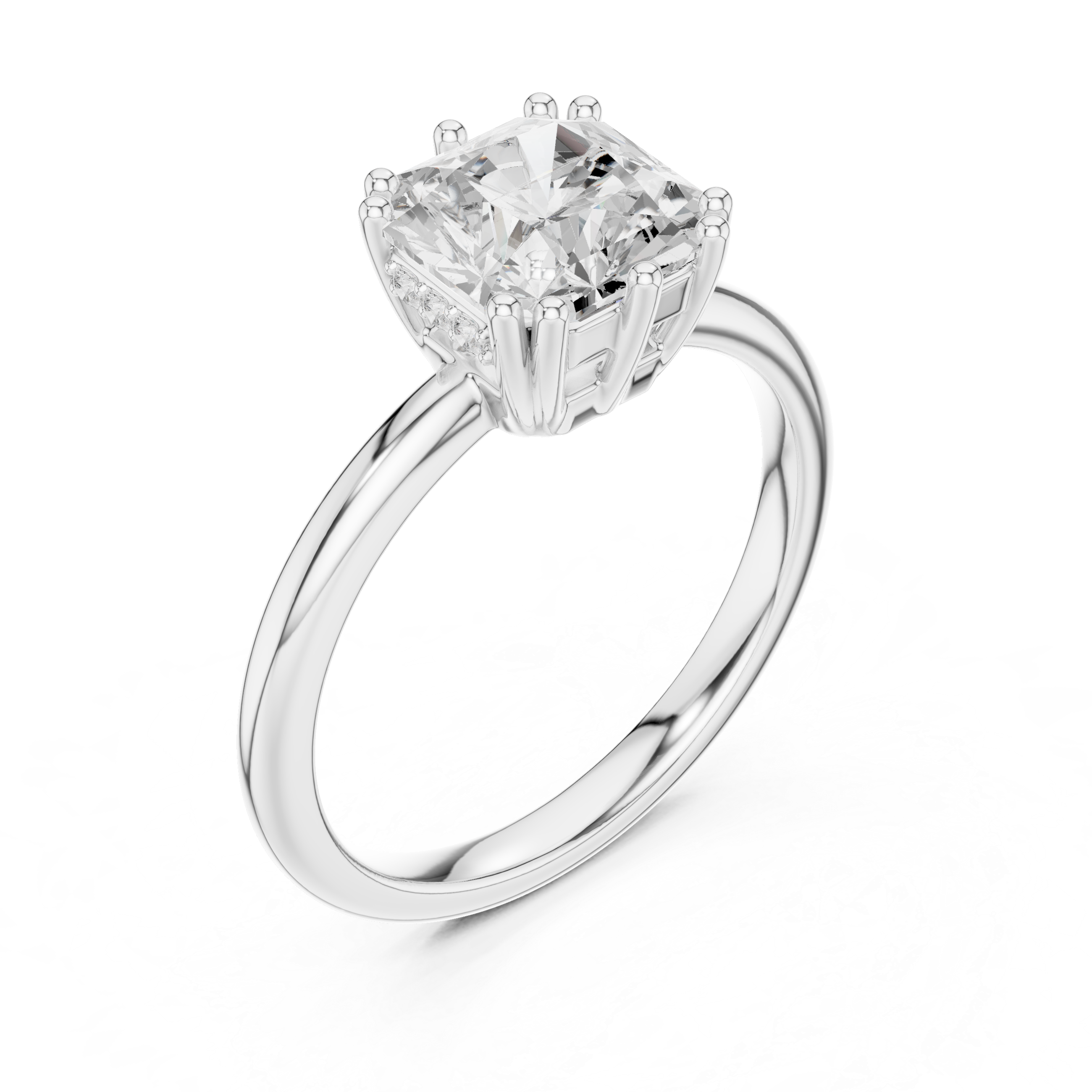 Asscher And Round Cut Brilliant Moissanite VVS1 Eternity Engagement Ring