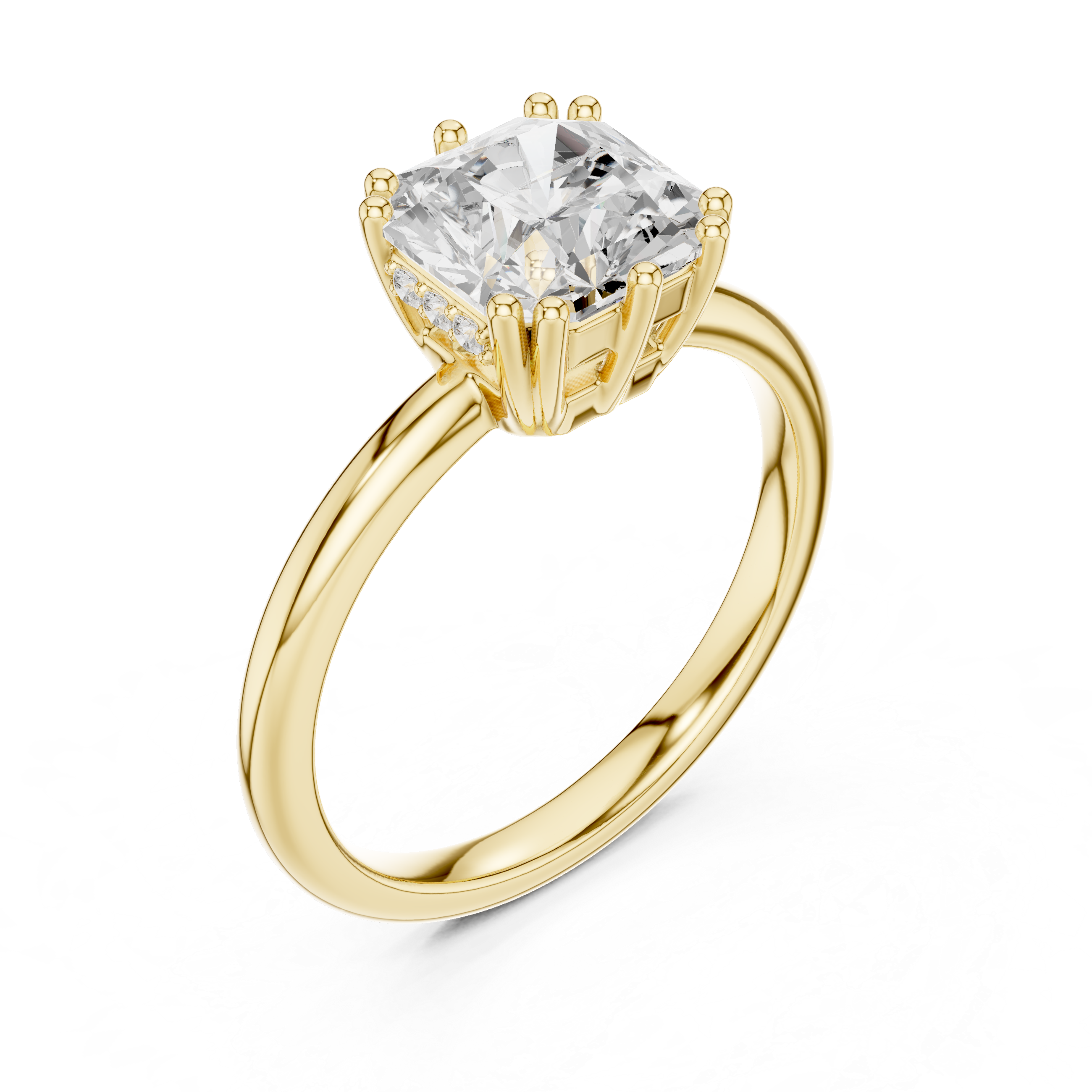 Asscher And Round Cut Brilliant Moissanite VVS1 Eternity Engagement Ring