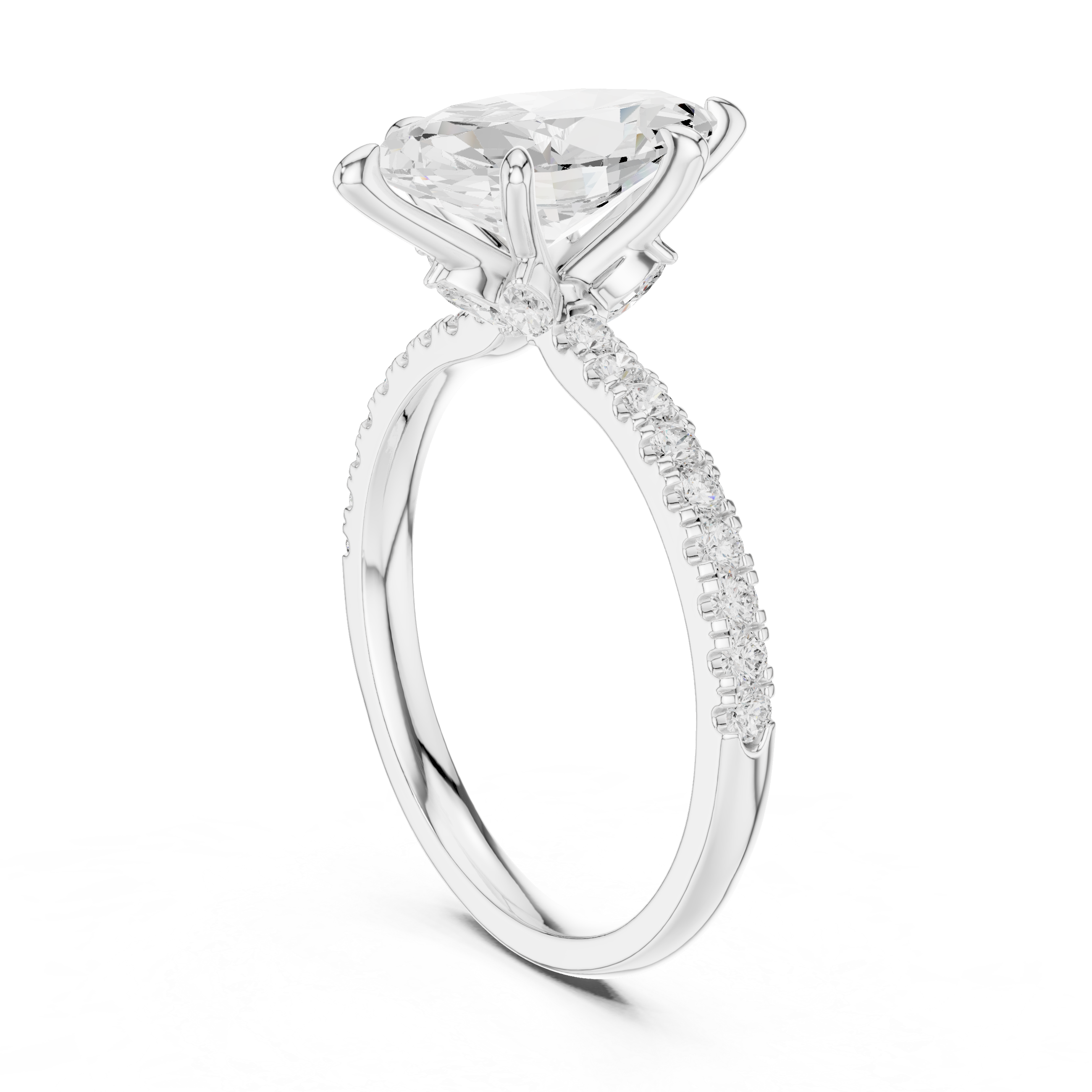 Marquise And Round Cut Brilliant Moissanite VVS1 Eternity Engagement Ring