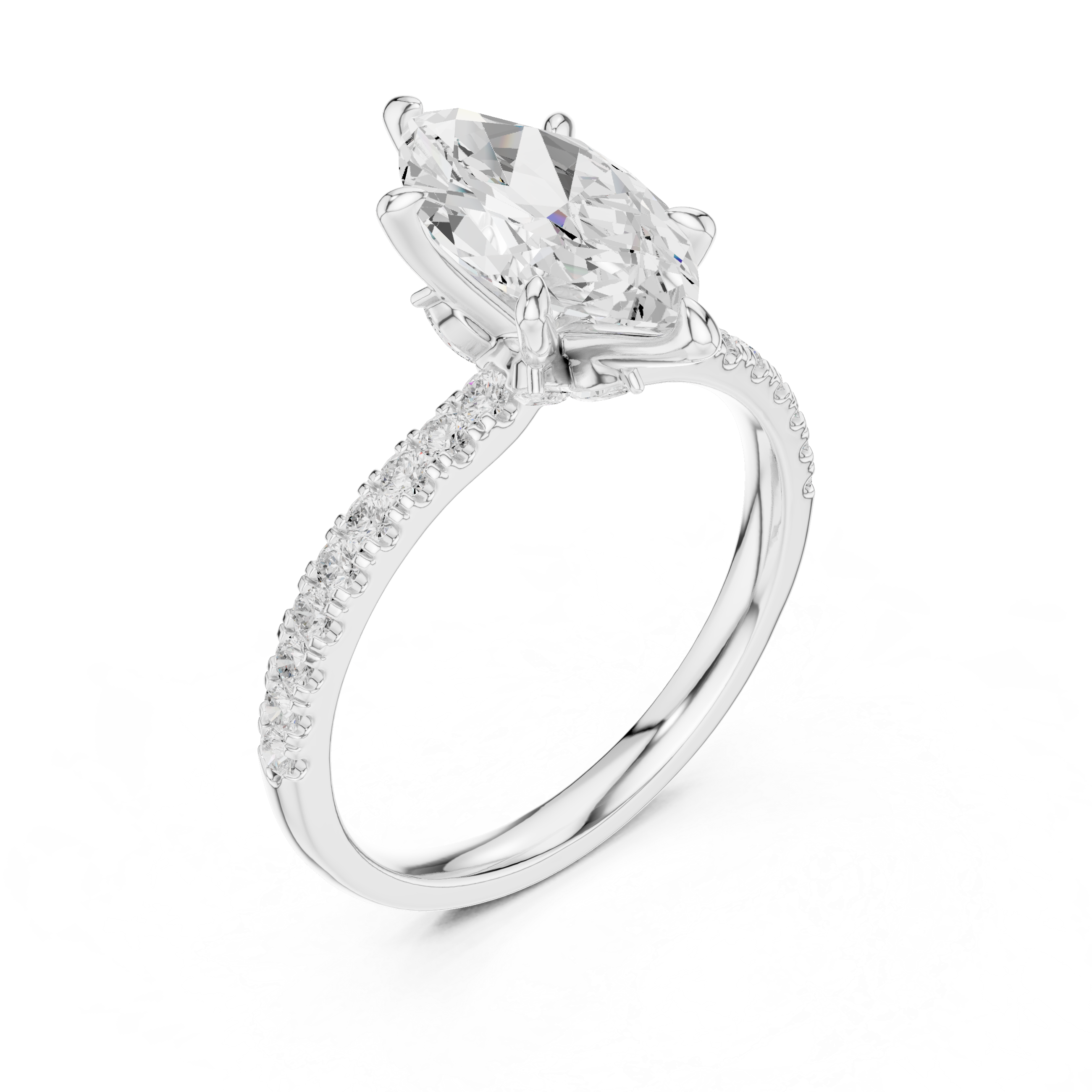 Marquise And Round Cut Brilliant Moissanite VVS1 Eternity Engagement Ring