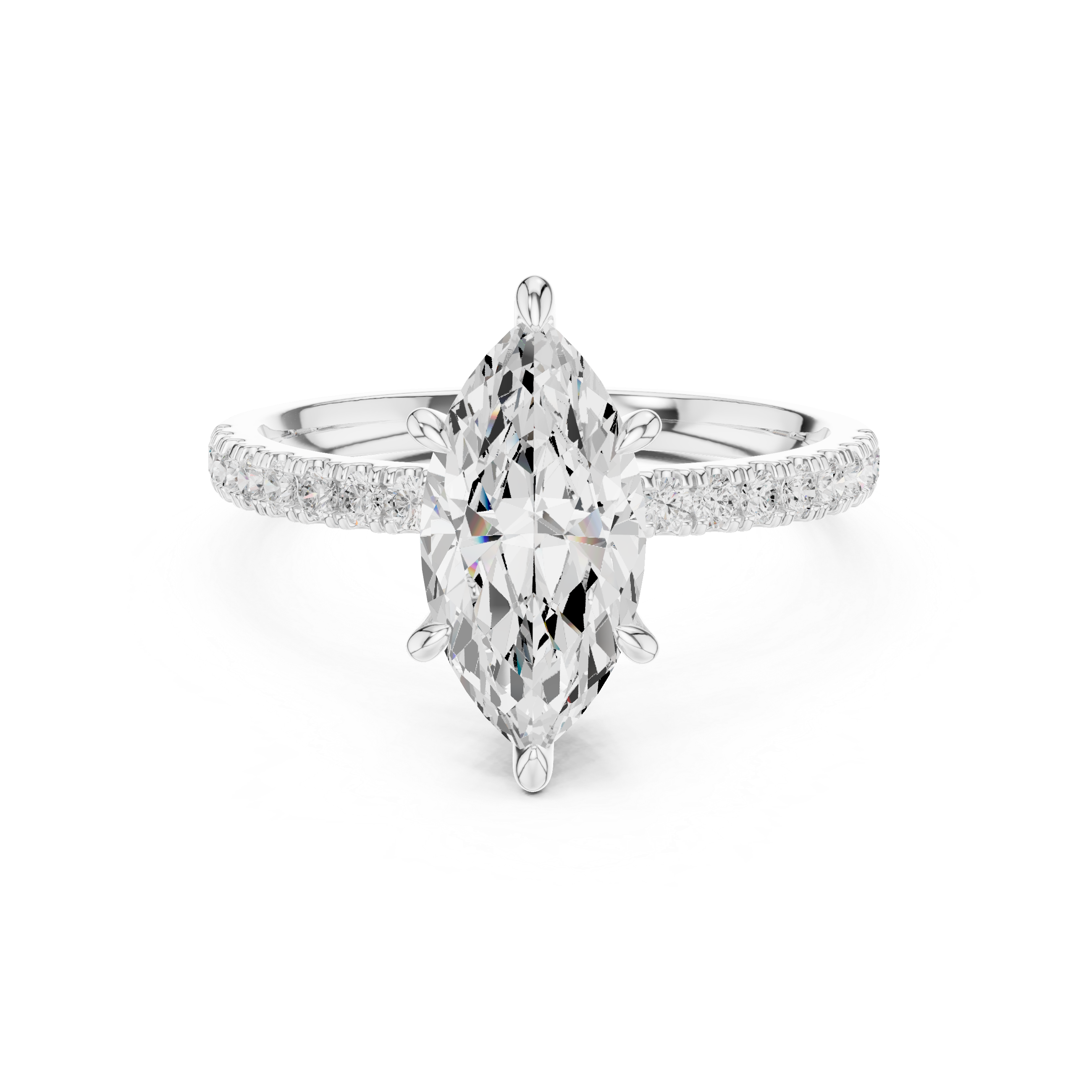 Marquise And Round Cut Brilliant Moissanite VVS1 Eternity Engagement Ring