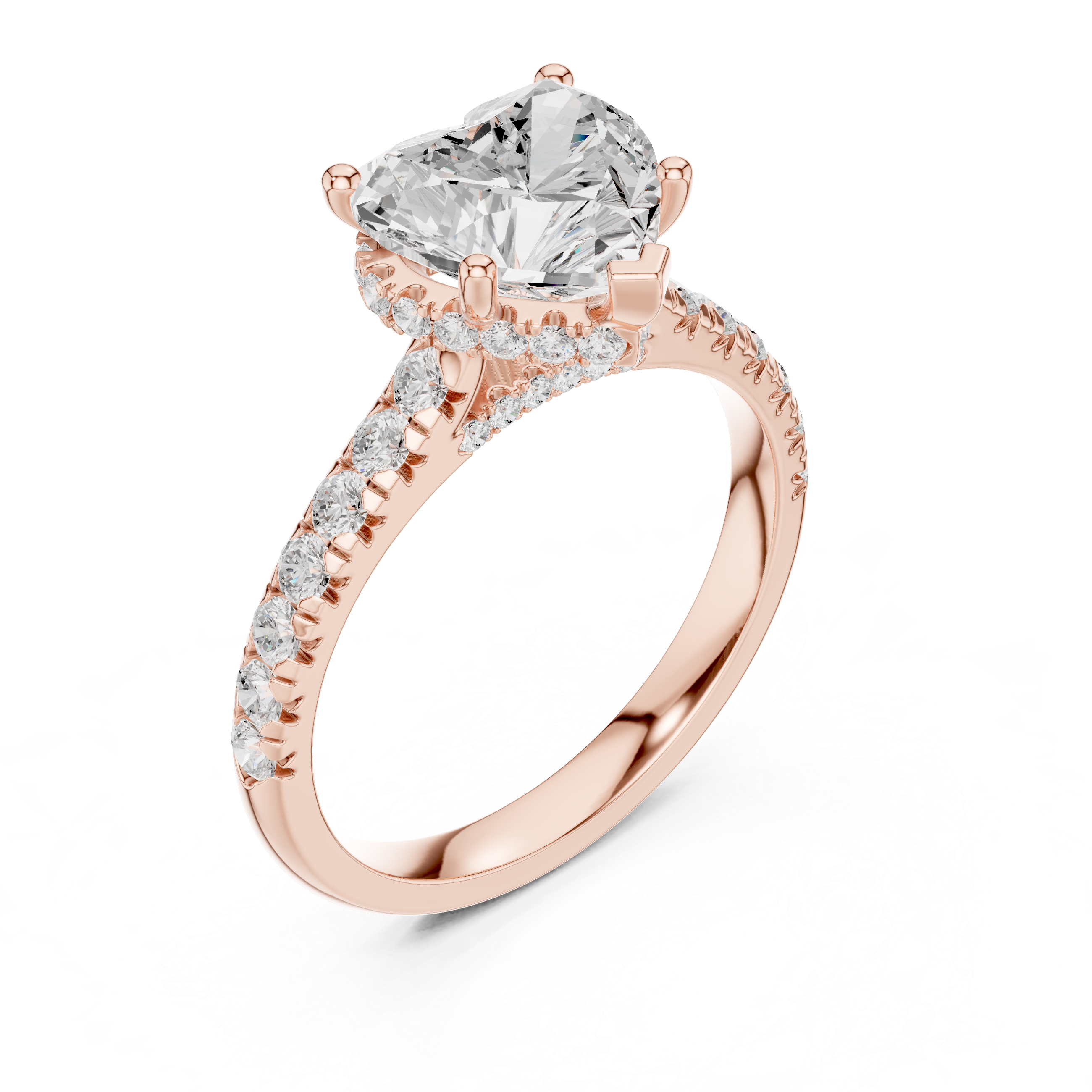 Heart And Round Cut Brilliant Moissanite VVS1 Eternity Engagement Ring