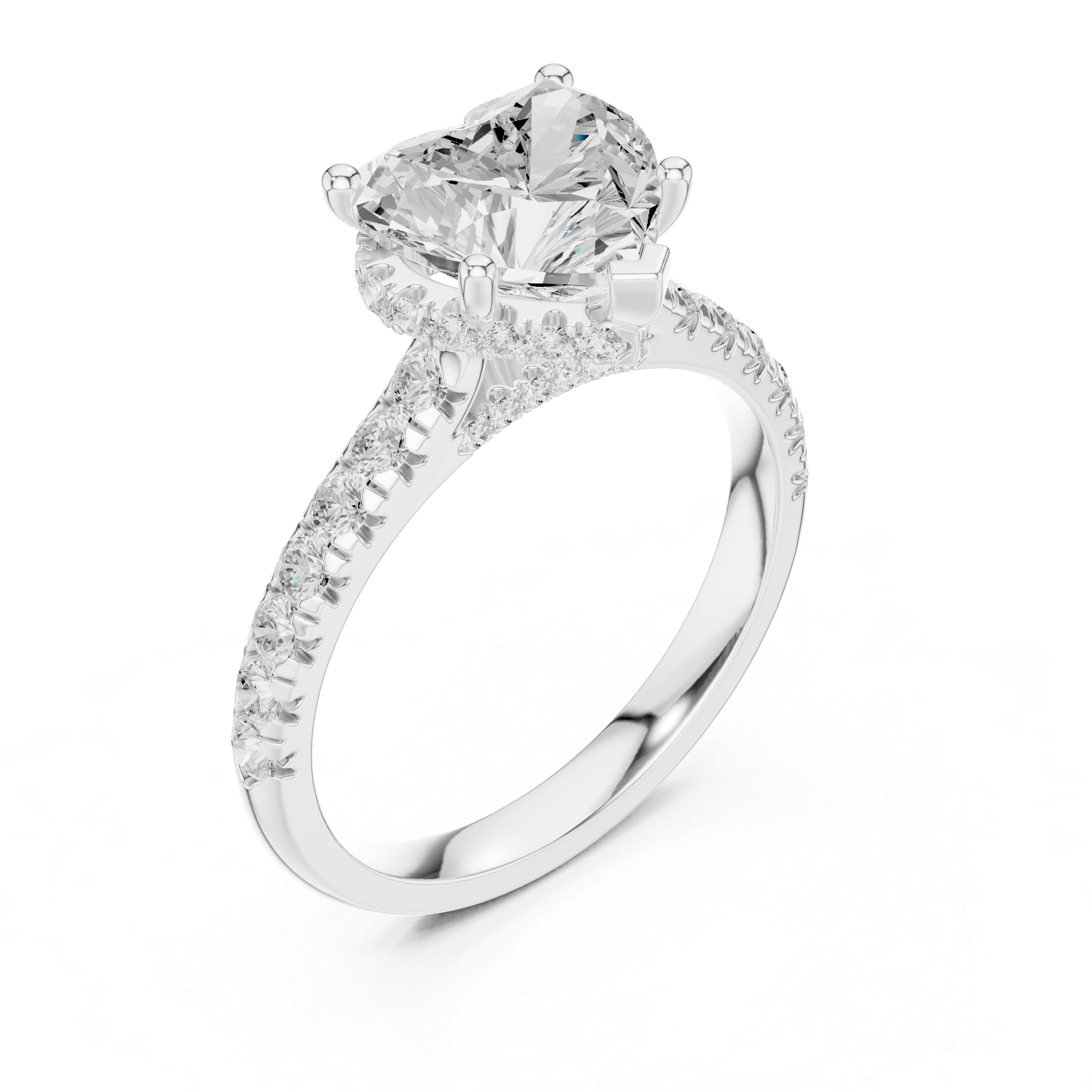 Heart And Round Cut Brilliant Moissanite VVS1 Eternity Engagement Ring
