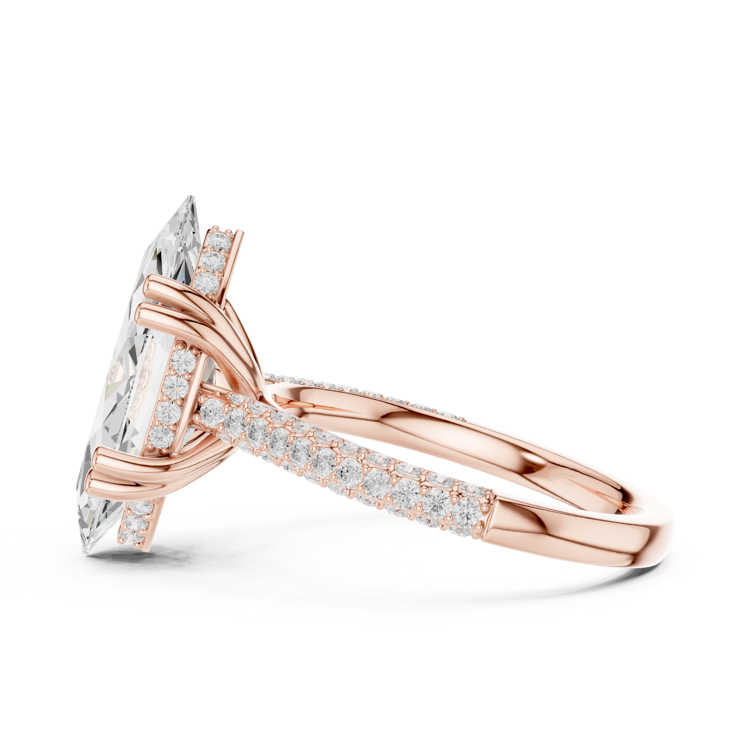 Marquise And Round Cut Brilliant Moissanite VVS1 Eternity Engagement Ring