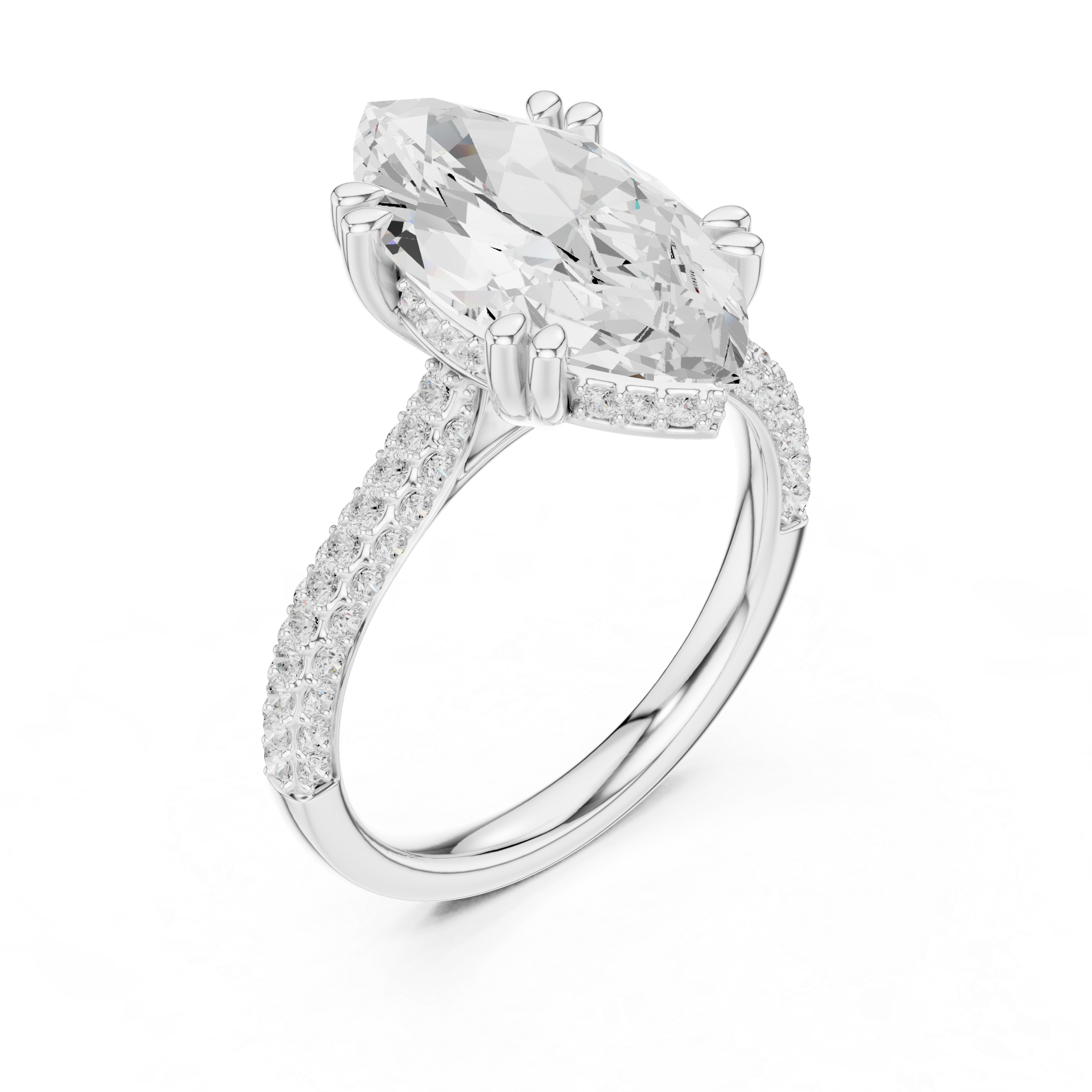 Marquise And Round Cut Brilliant Moissanite VVS1 Eternity Engagement Ring