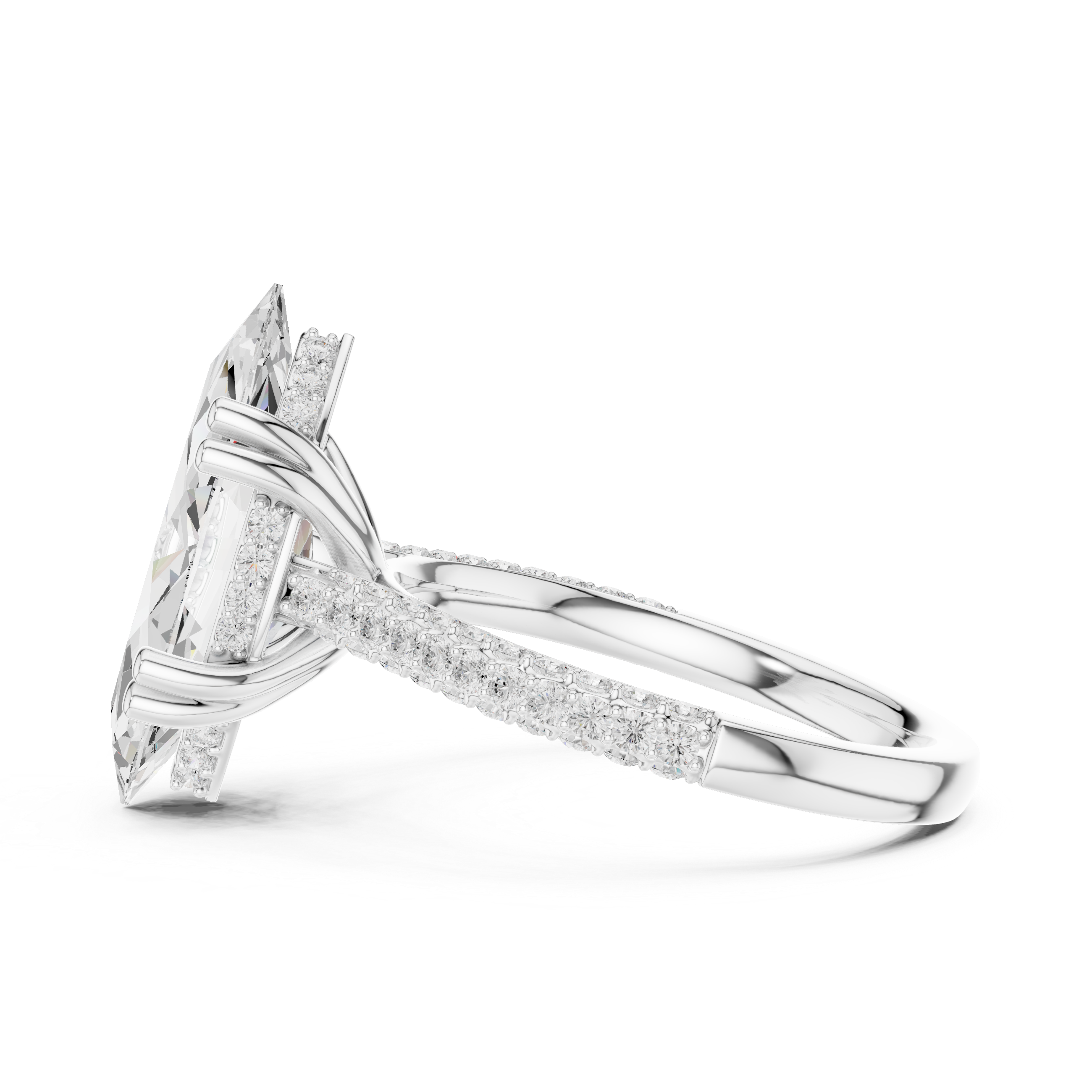 Marquise And Round Cut Brilliant Moissanite VVS1 Eternity Engagement Ring