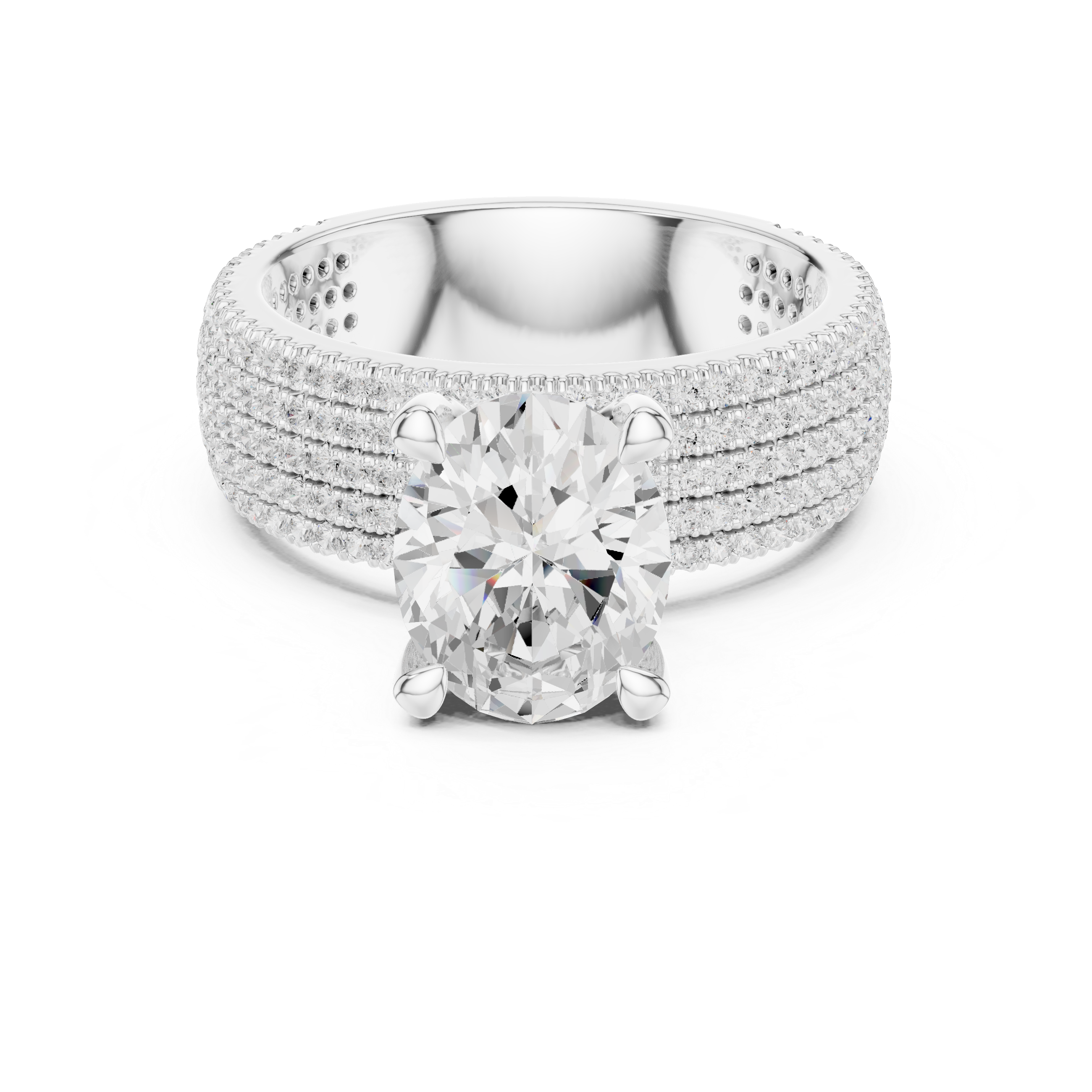 Oval And Round Brilliant Moissanite VVS1 Eternity Engagement Ring