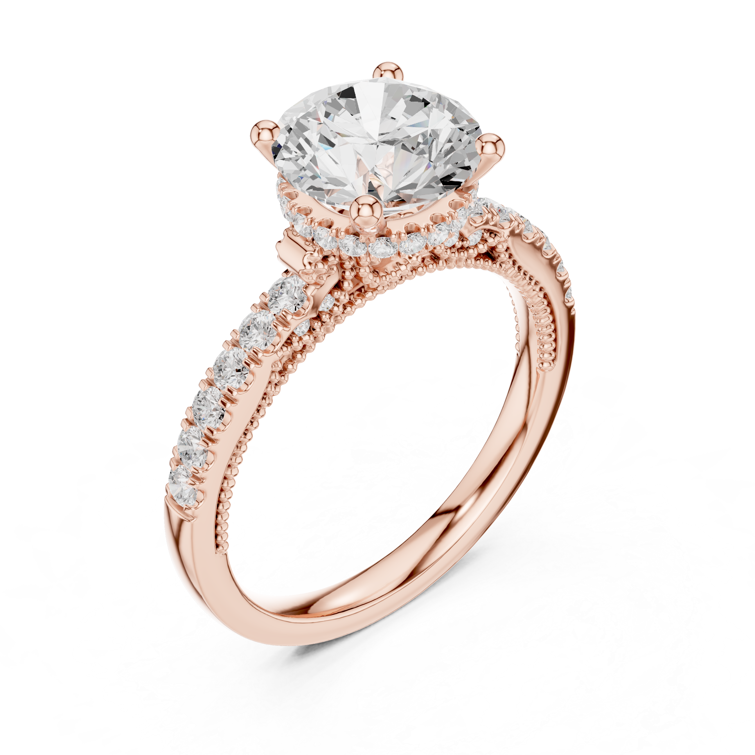 Round Cut Brilliant Moissanite VVS1 Eternity Engagement Ring