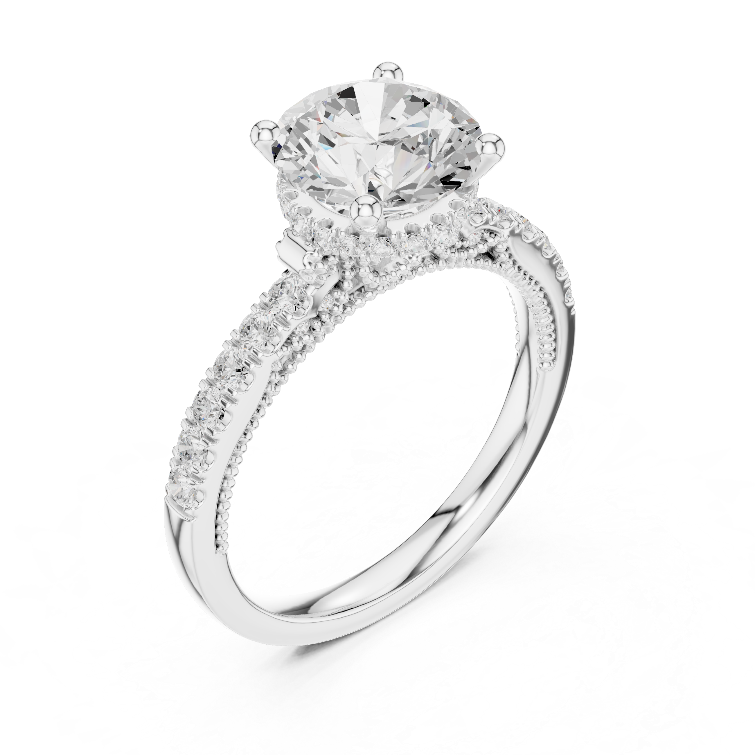 Round Cut Brilliant Moissanite VVS1 Eternity Engagement Ring