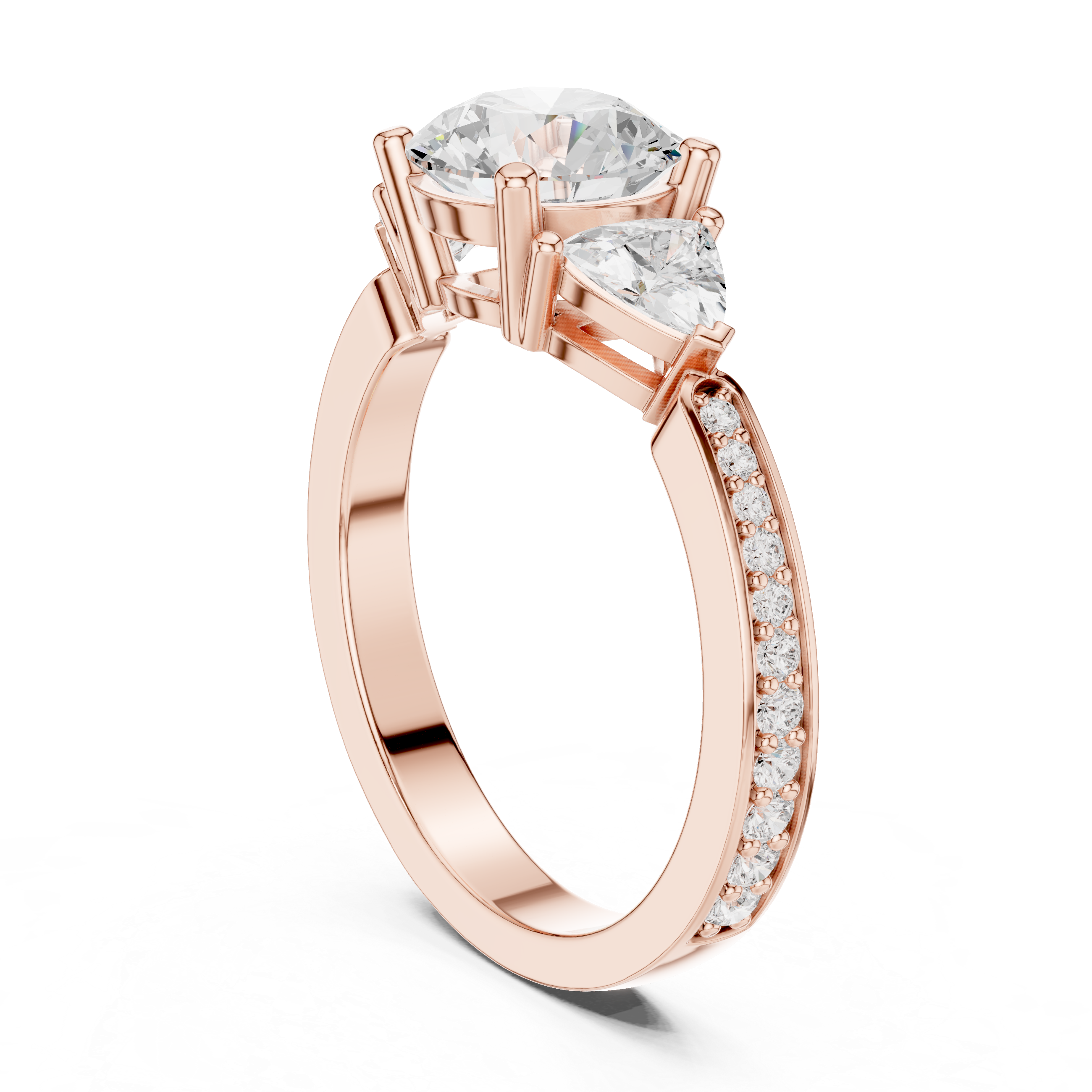 Round And Trillion Cut Brilliant Moissanite VVS1 Eternity Engagement Ring