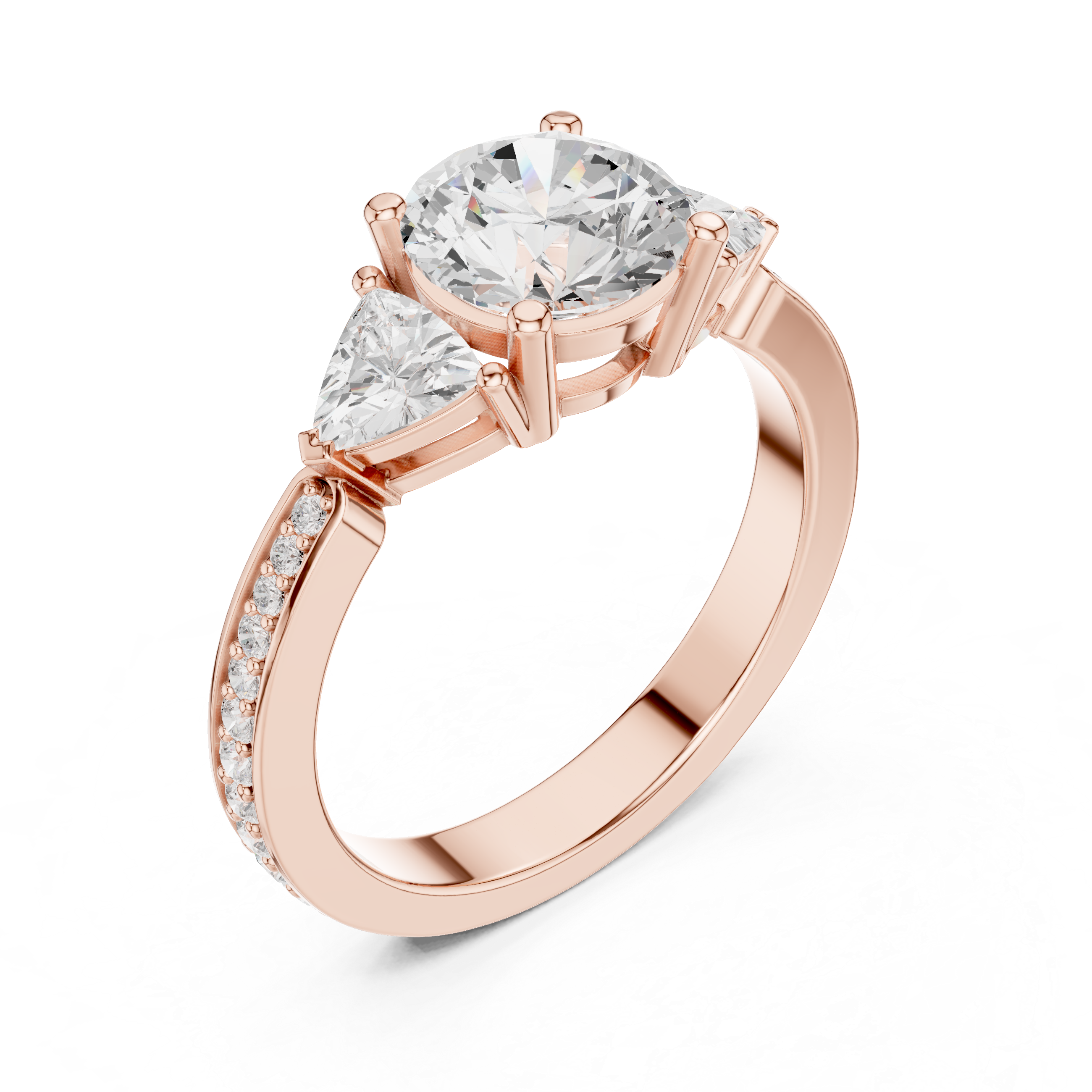 Round And Trillion Cut Brilliant Moissanite VVS1 Eternity Engagement Ring