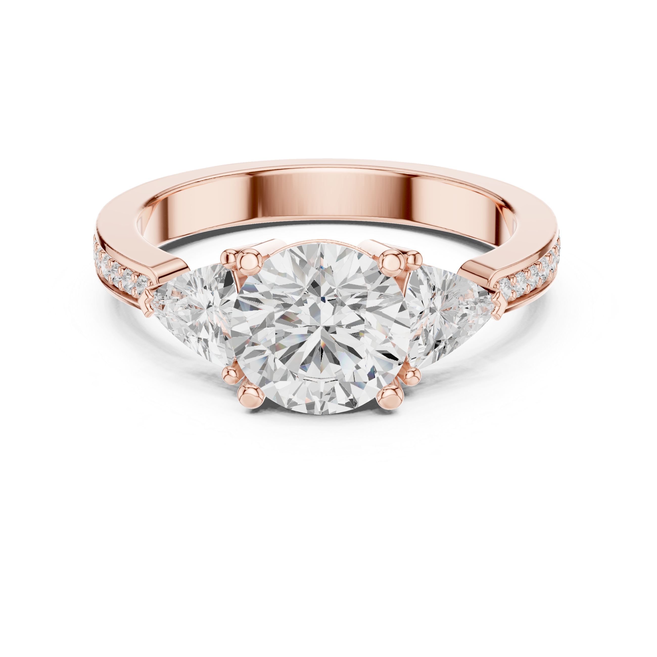 Round And Trillion Cut Brilliant Moissanite VVS1 Eternity Engagement Ring