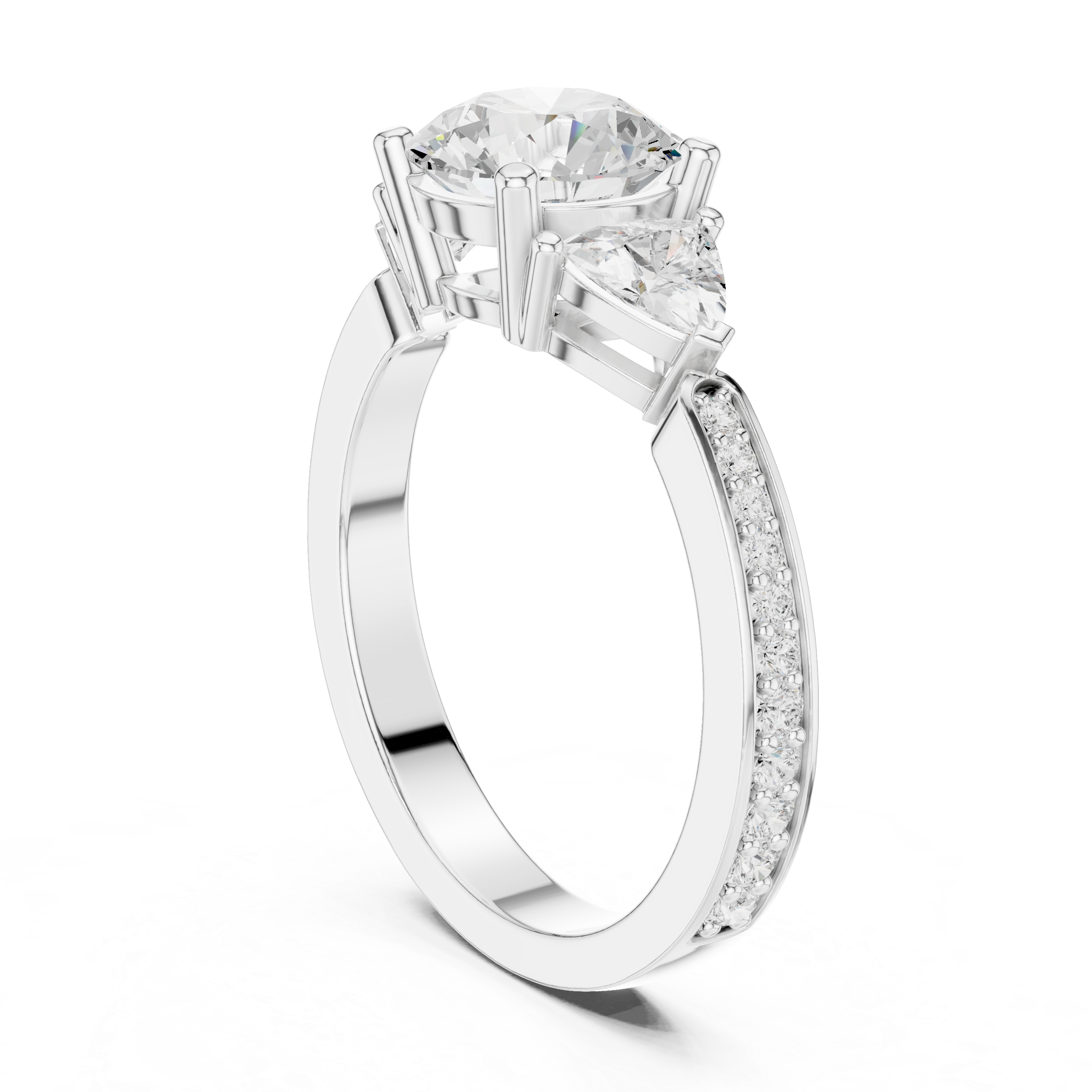 Round And Trillion Cut Brilliant Moissanite VVS1 Eternity Engagement Ring