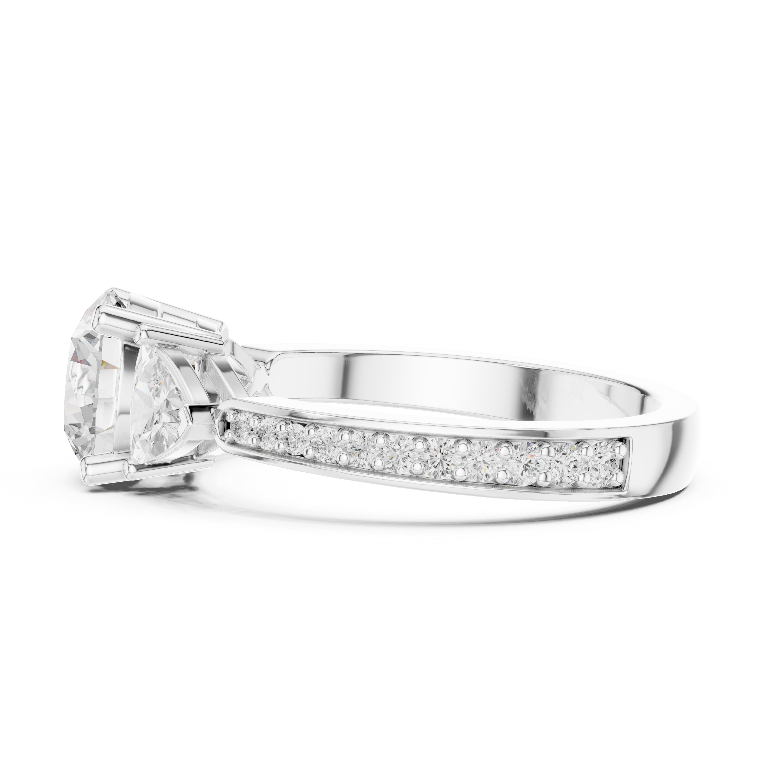 Round And Trillion Cut Brilliant Moissanite VVS1 Eternity Engagement Ring