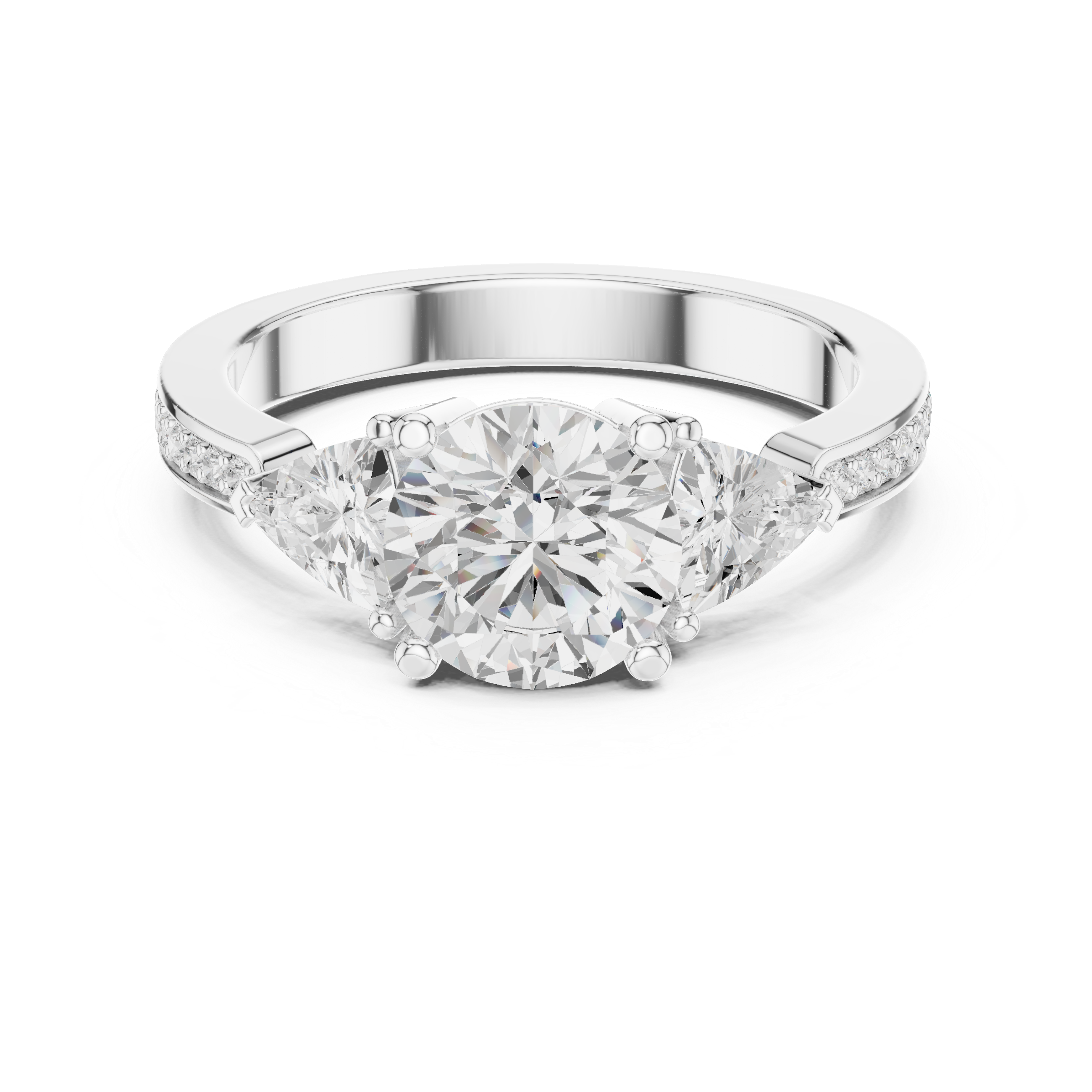 Round And Trillion Cut Brilliant Moissanite VVS1 Eternity Engagement Ring