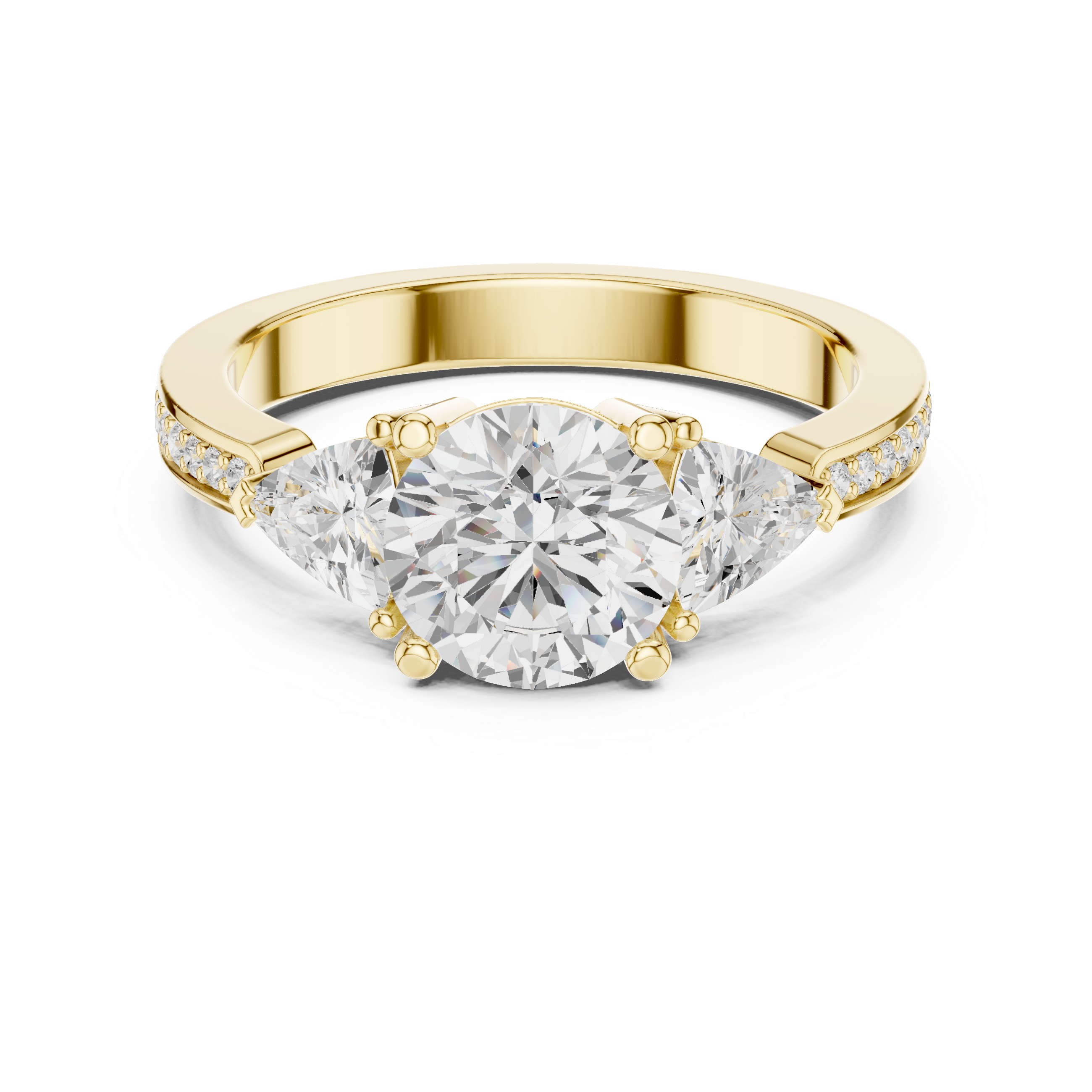 Round And Trillion Cut Brilliant Moissanite VVS1 Eternity Engagement Ring
