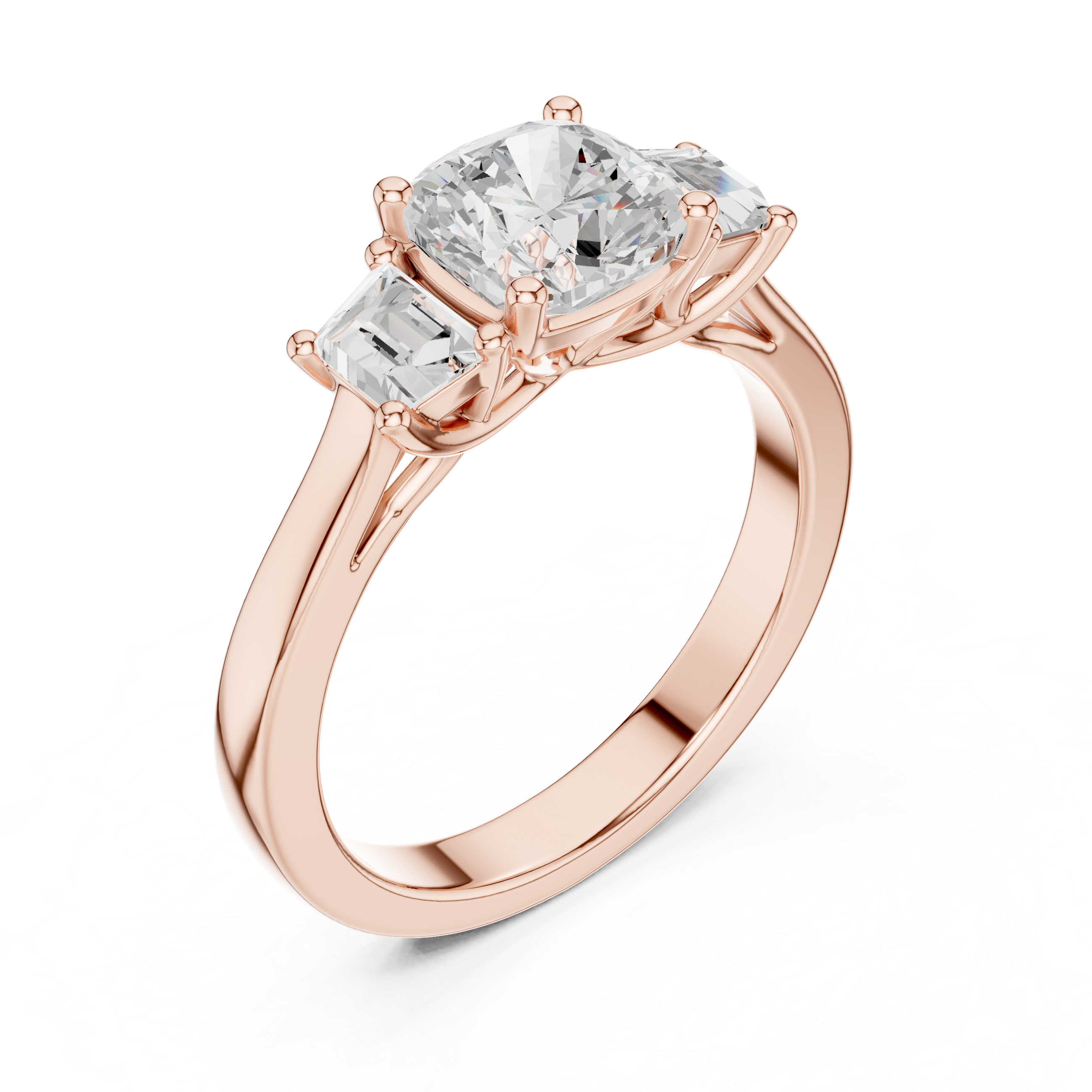 Cushion And Trapezoid Cut Brilliant Moissanite VVS1 Eternity Engagement Ring