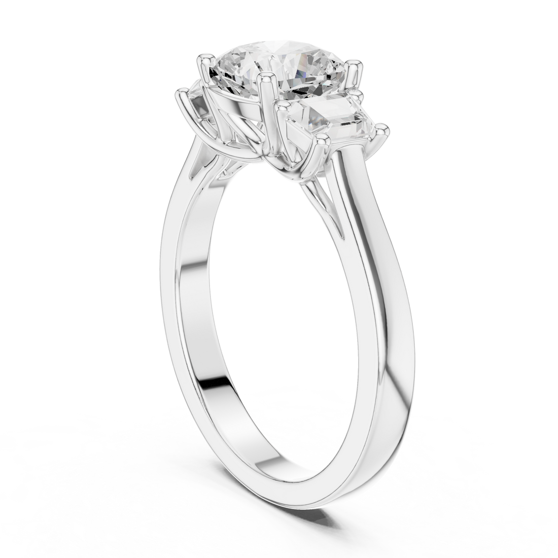Cushion And Trapezoid Cut Brilliant Moissanite VVS1 Eternity Engagement Ring