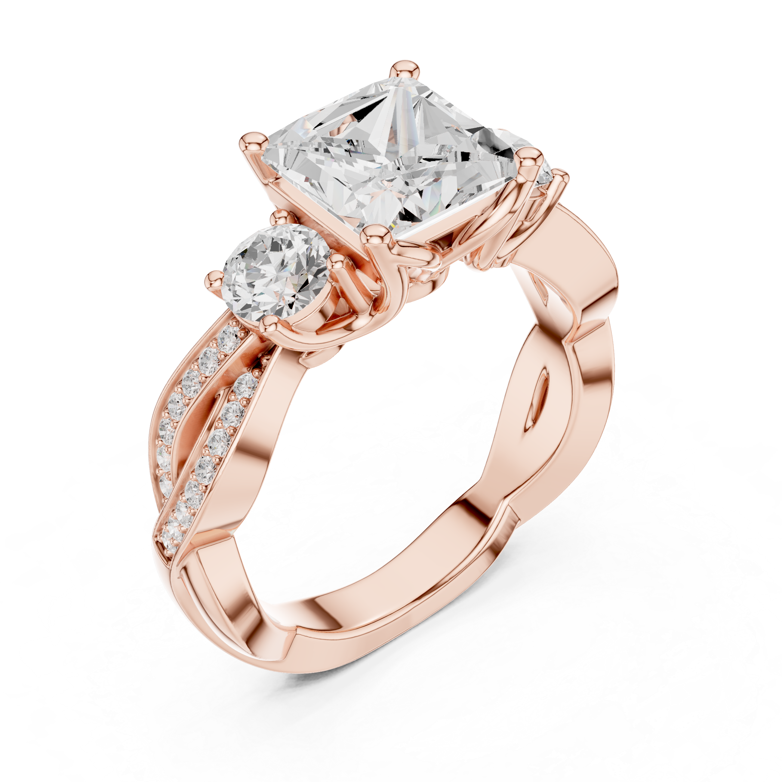 Princess And Round Cut Brilliant Moissanite VVS1 Eternity Engagement Ring