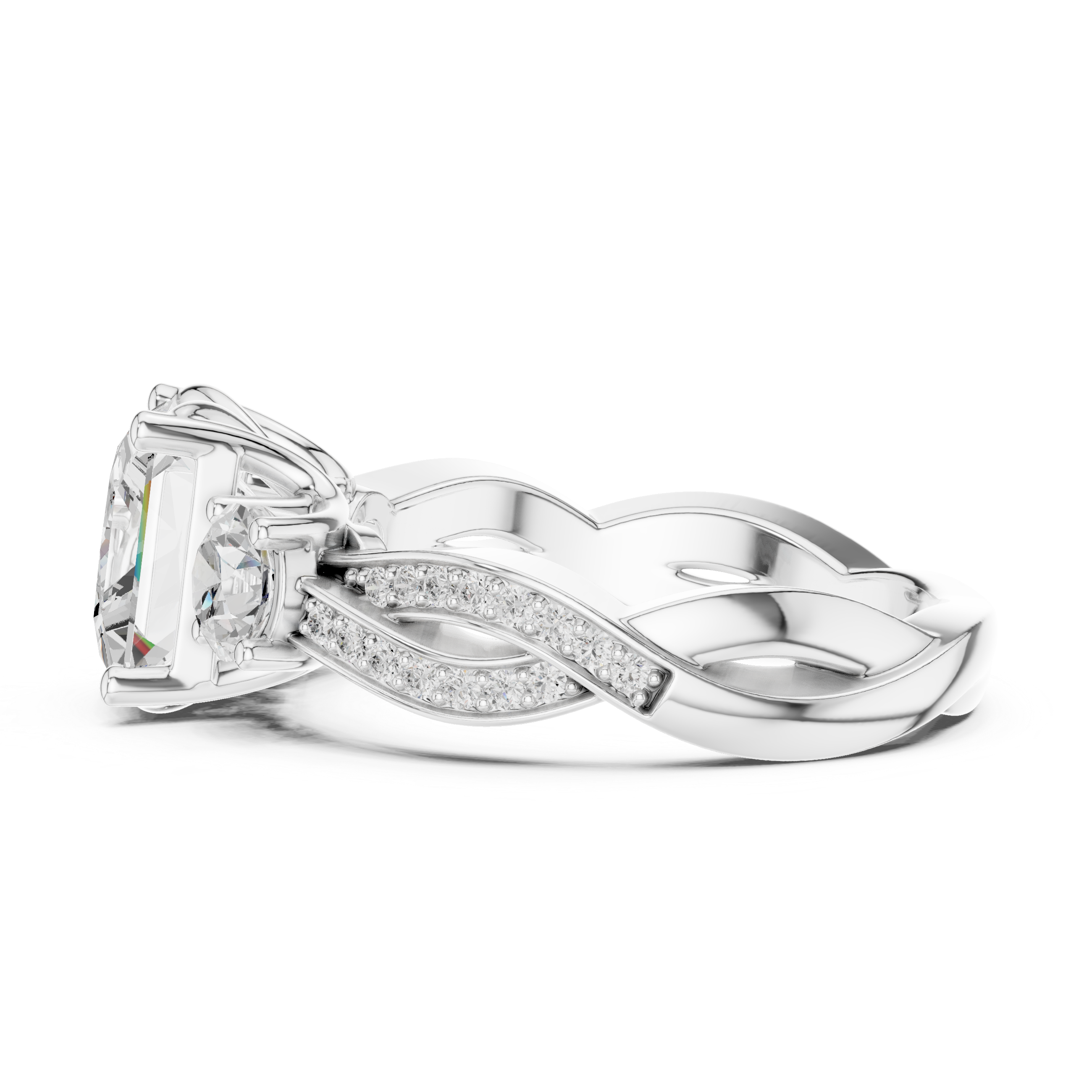 Princess And Round Cut Brilliant Moissanite VVS1 Eternity Engagement Ring
