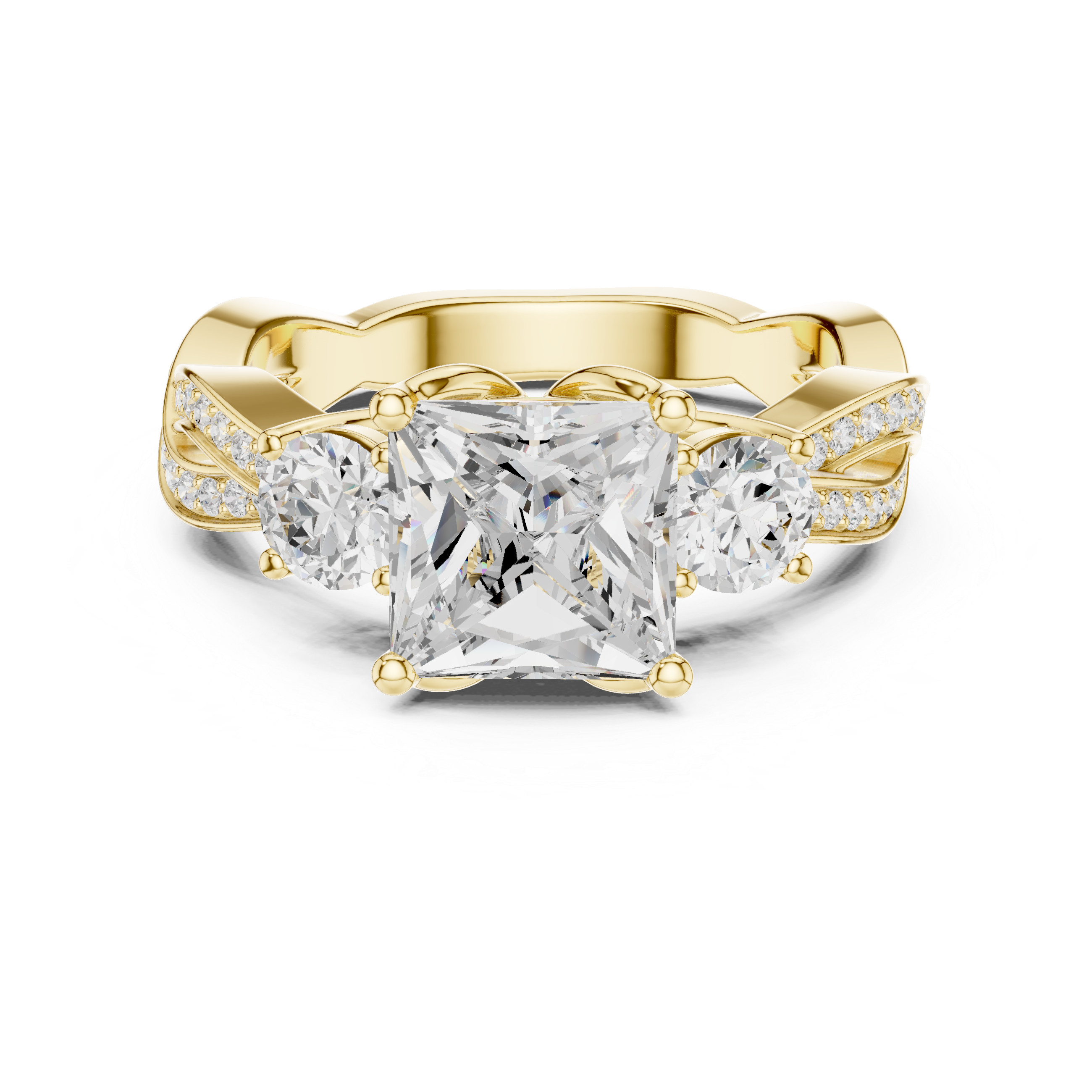 Princess And Round Cut Brilliant Moissanite VVS1 Eternity Engagement Ring