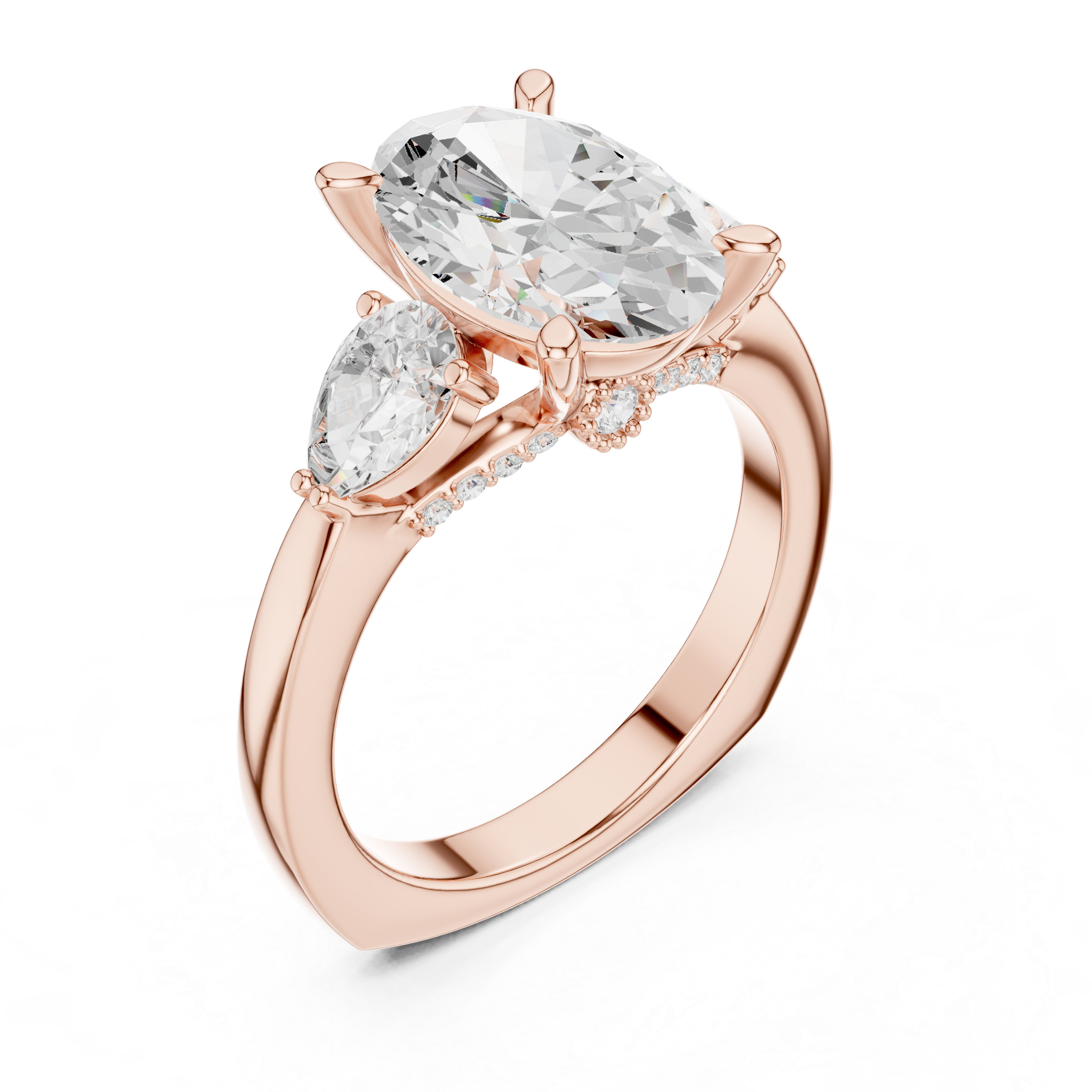 Oval, Pear And Round Cut Brilliant Moissanite VVS1 Eternity Engagement Ring