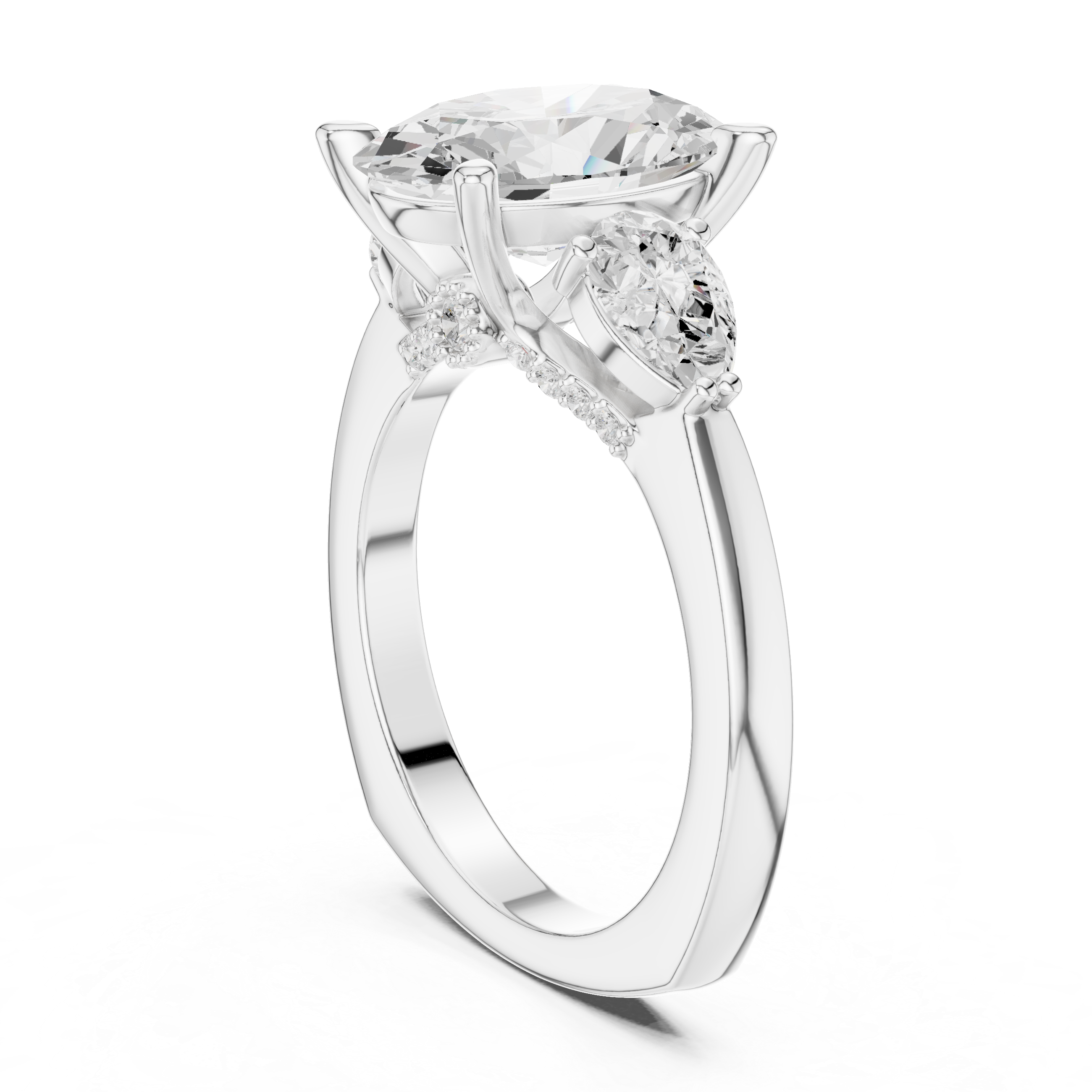 Oval, Pear And Round Cut Brilliant Moissanite VVS1 Eternity Engagement Ring