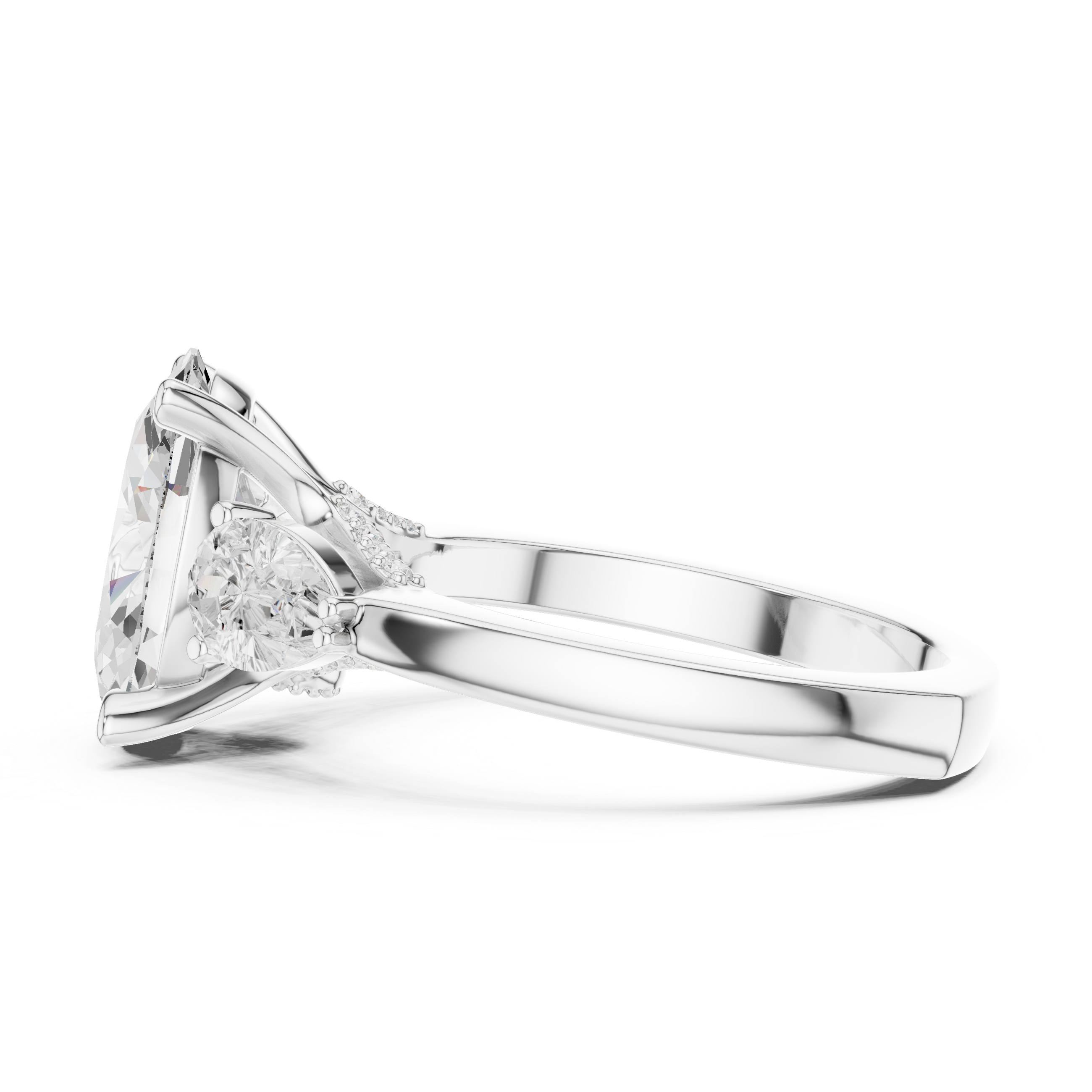 Oval, Pear And Round Cut Brilliant Moissanite VVS1 Eternity Engagement Ring