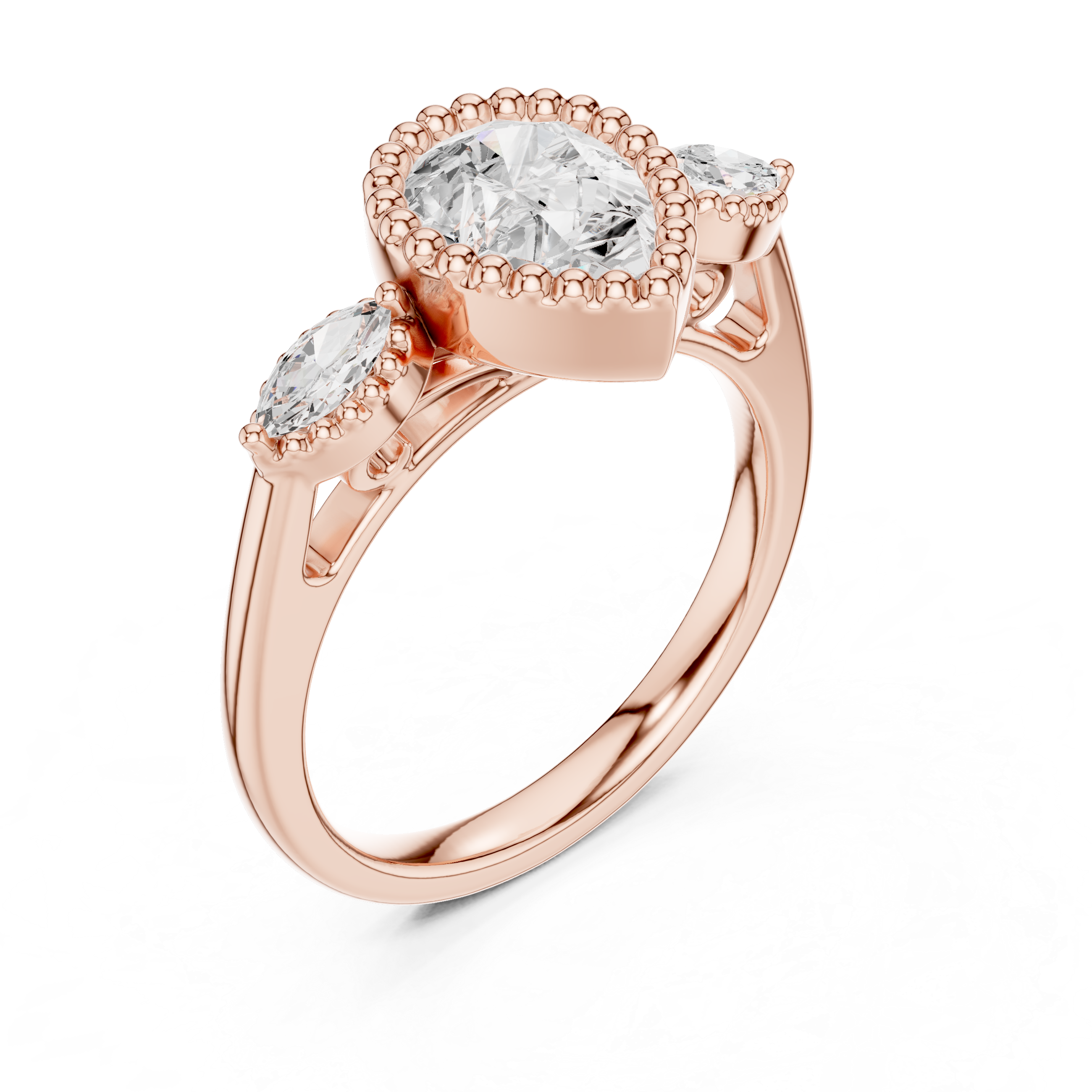 Pear And Marquise Cut Brilliant Moissanite VVS1 Eternity Engagement Ring