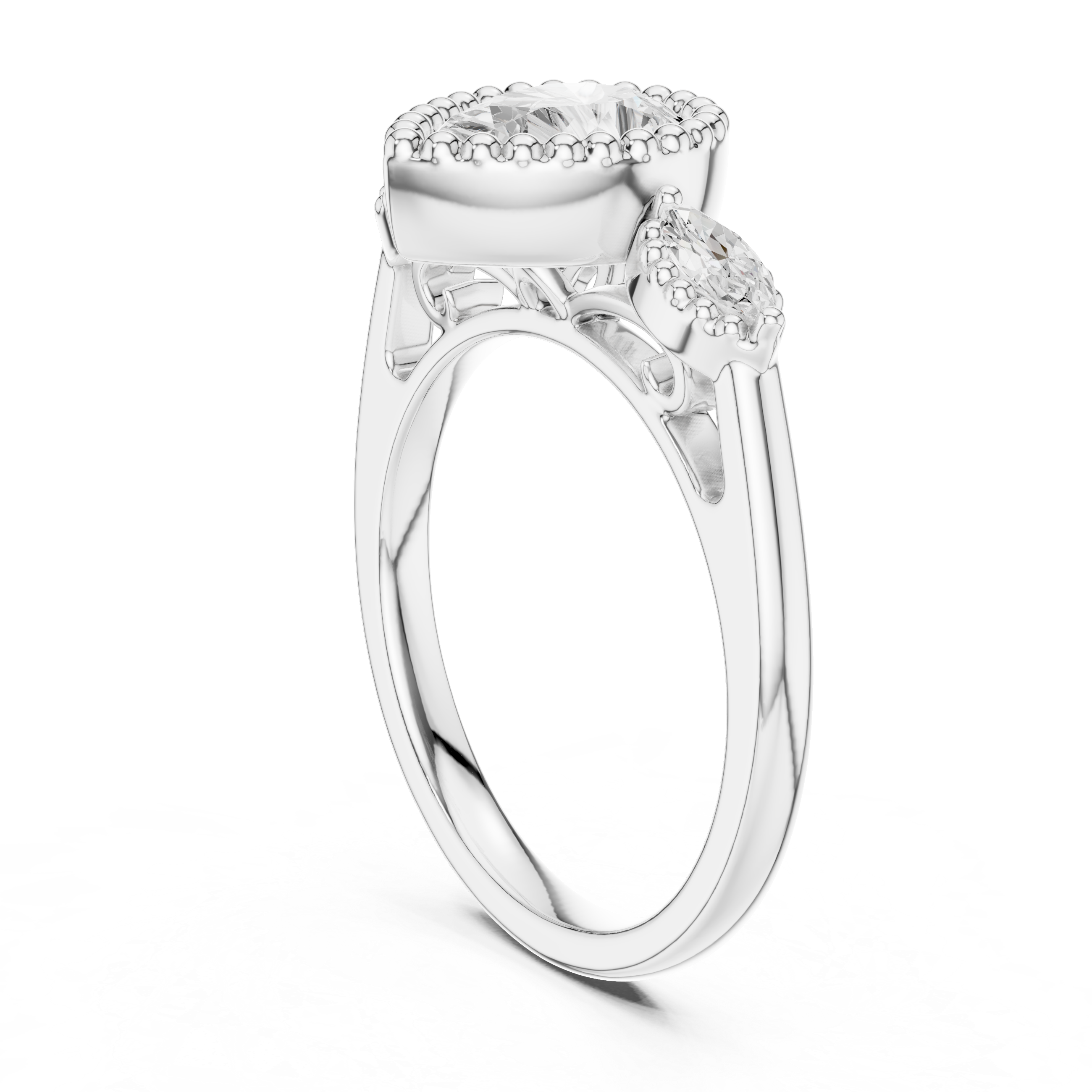 Pear And Marquise Cut Brilliant Moissanite VVS1 Eternity Engagement Ring