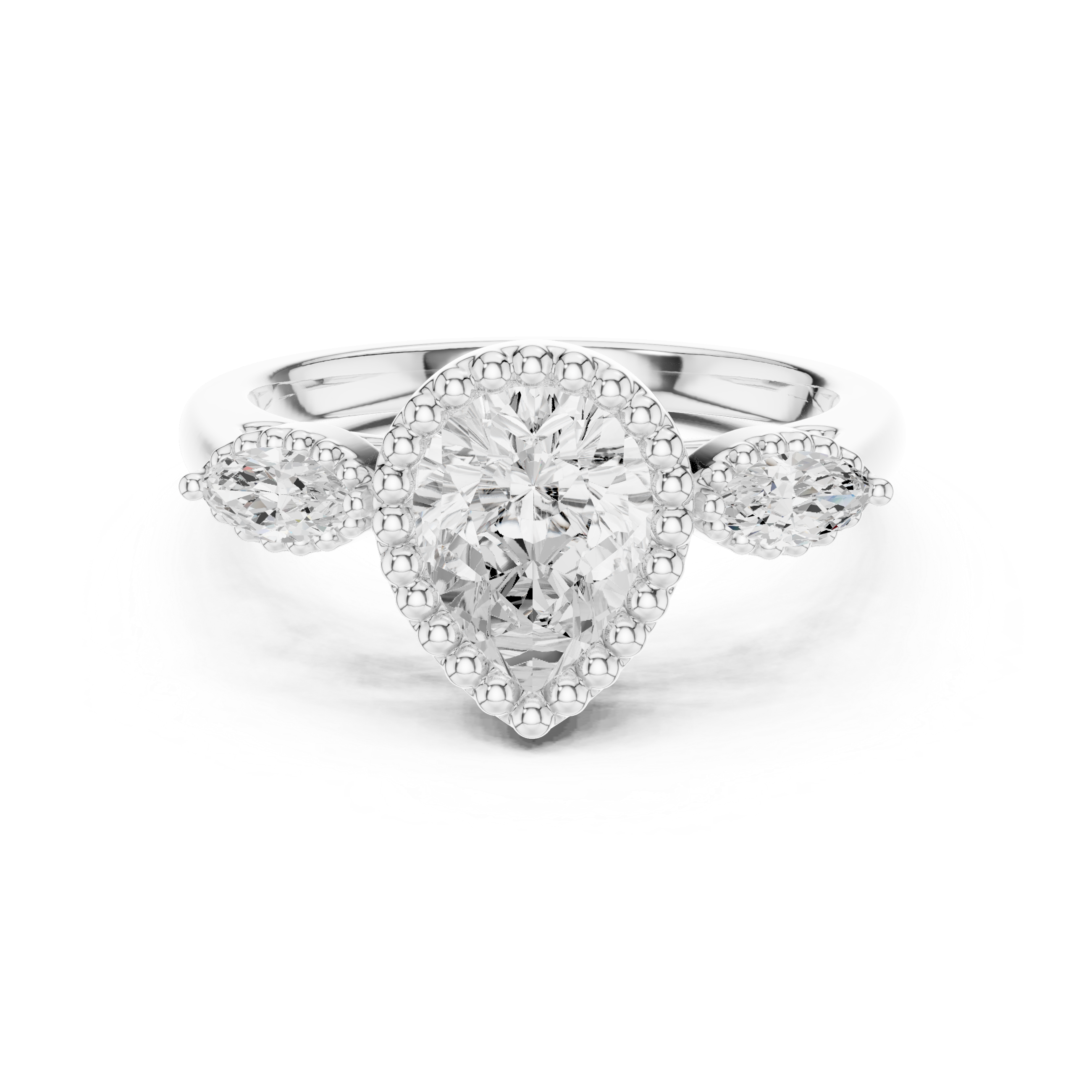 Pear And Marquise Cut Brilliant Moissanite VVS1 Eternity Engagement Ring